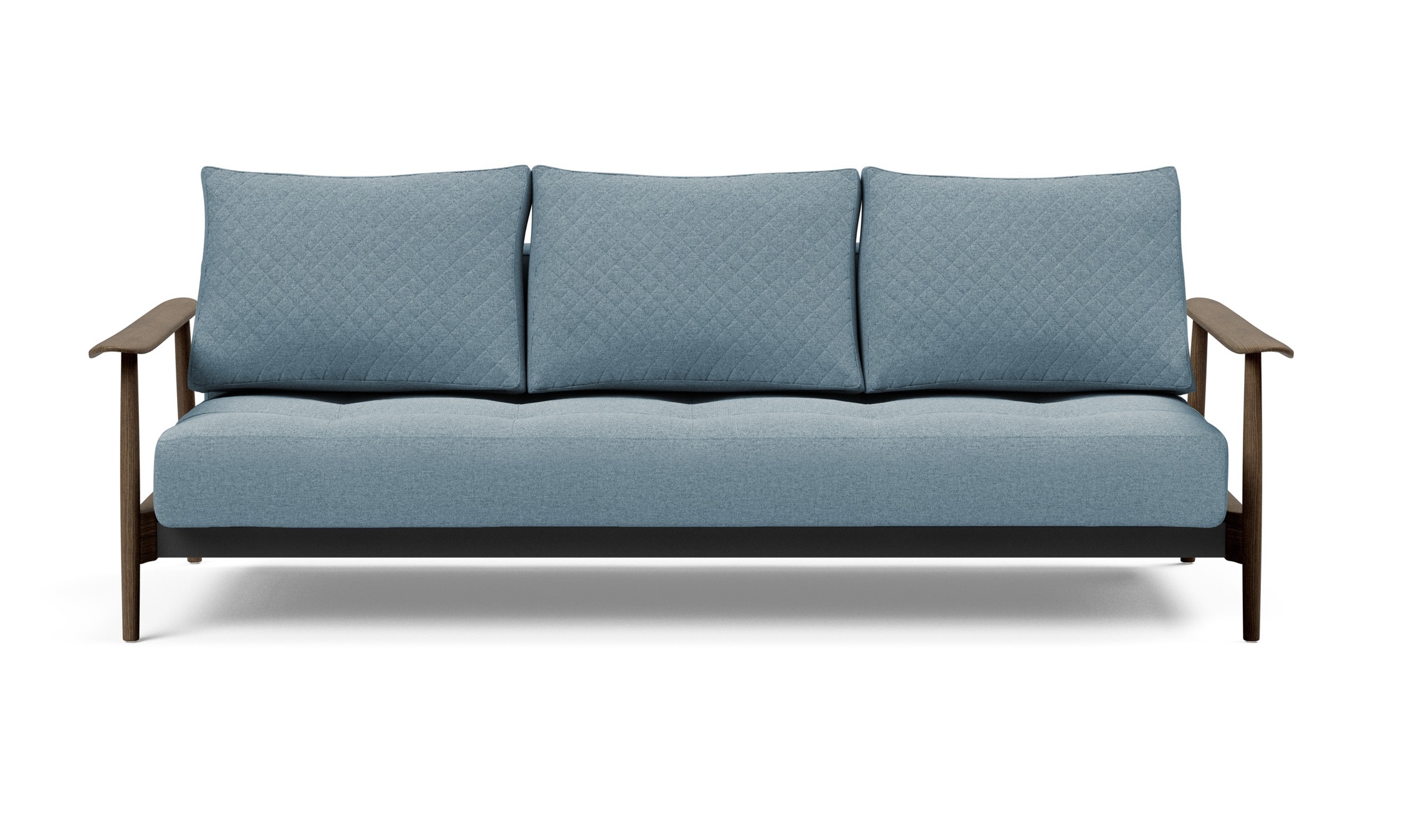 Caluma Quilt Fabric Sofa Bed w/Smoked Oak Arms & Legs