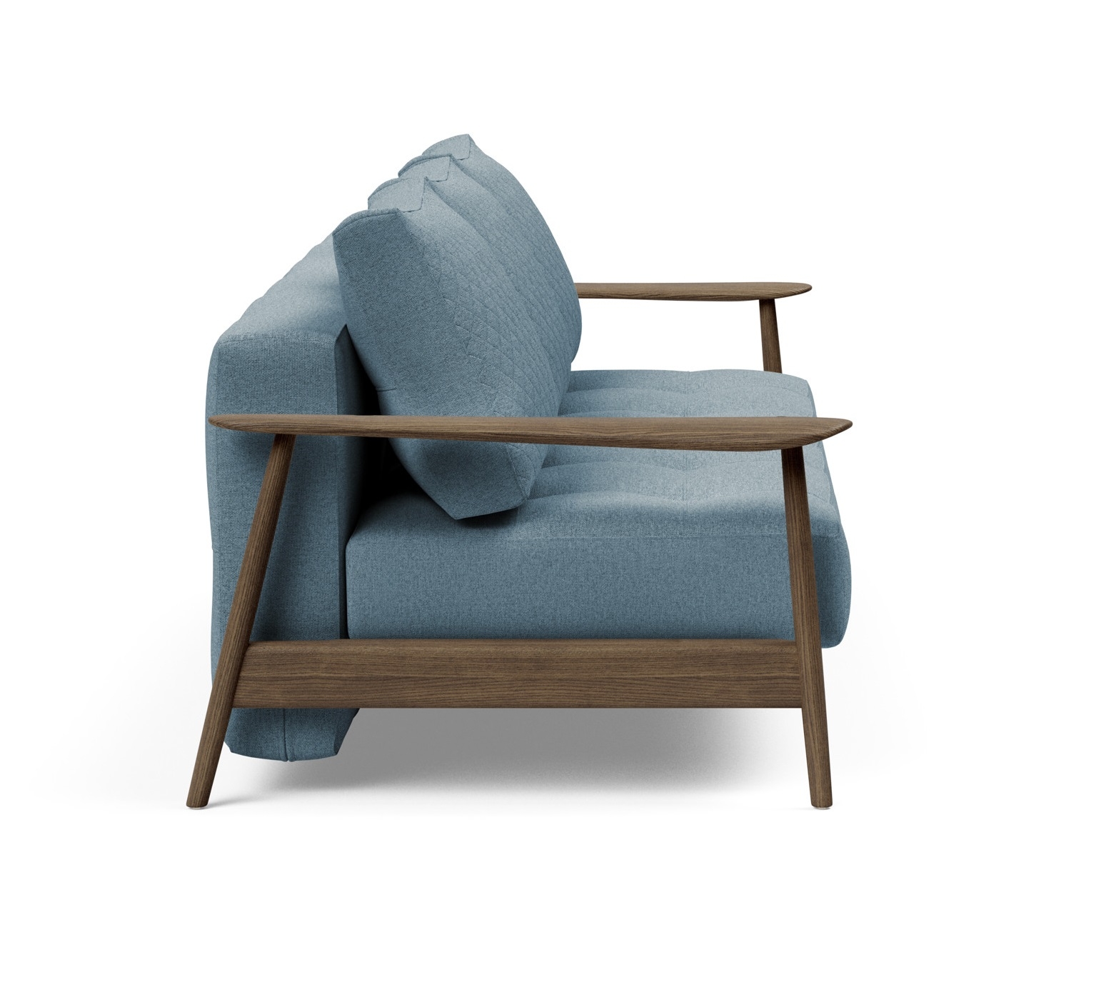 Caluma Quilt Fabric Sofa Bed w/Smoked Oak Arms & Legs