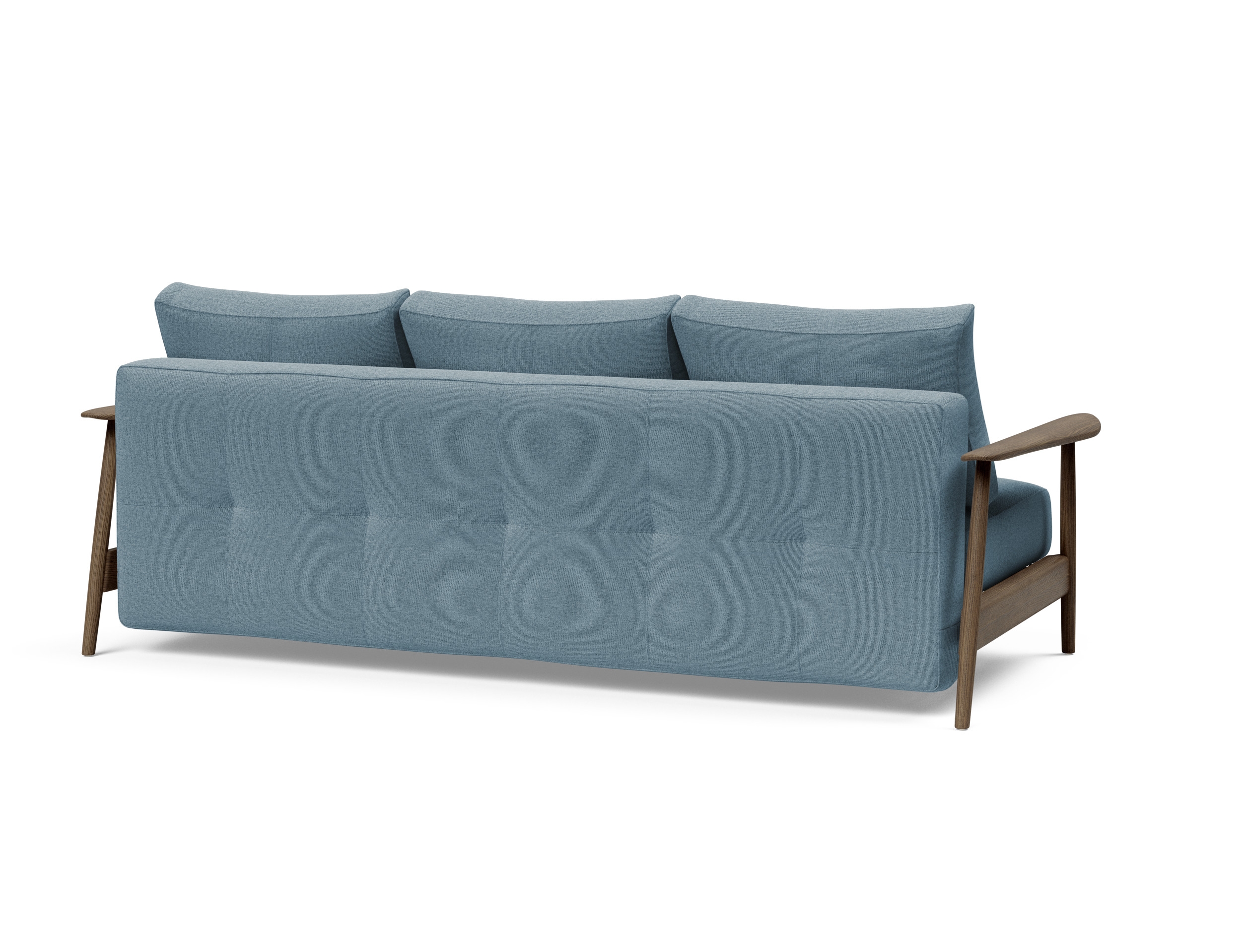 Caluma Quilt Fabric Sofa Bed w/Smoked Oak Arms & Legs
