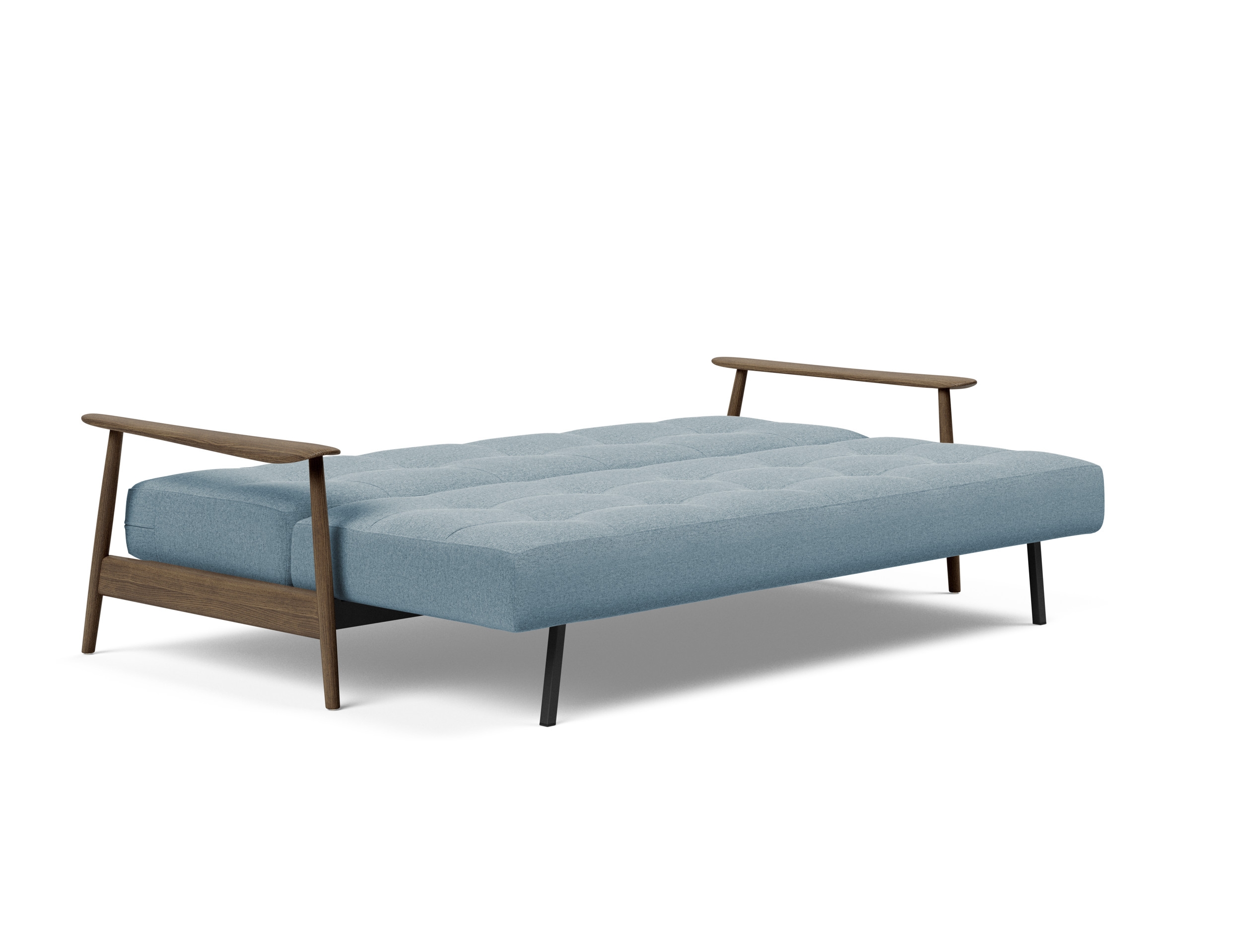 Caluma Quilt Fabric Sofa Bed w/Smoked Oak Arms & Legs