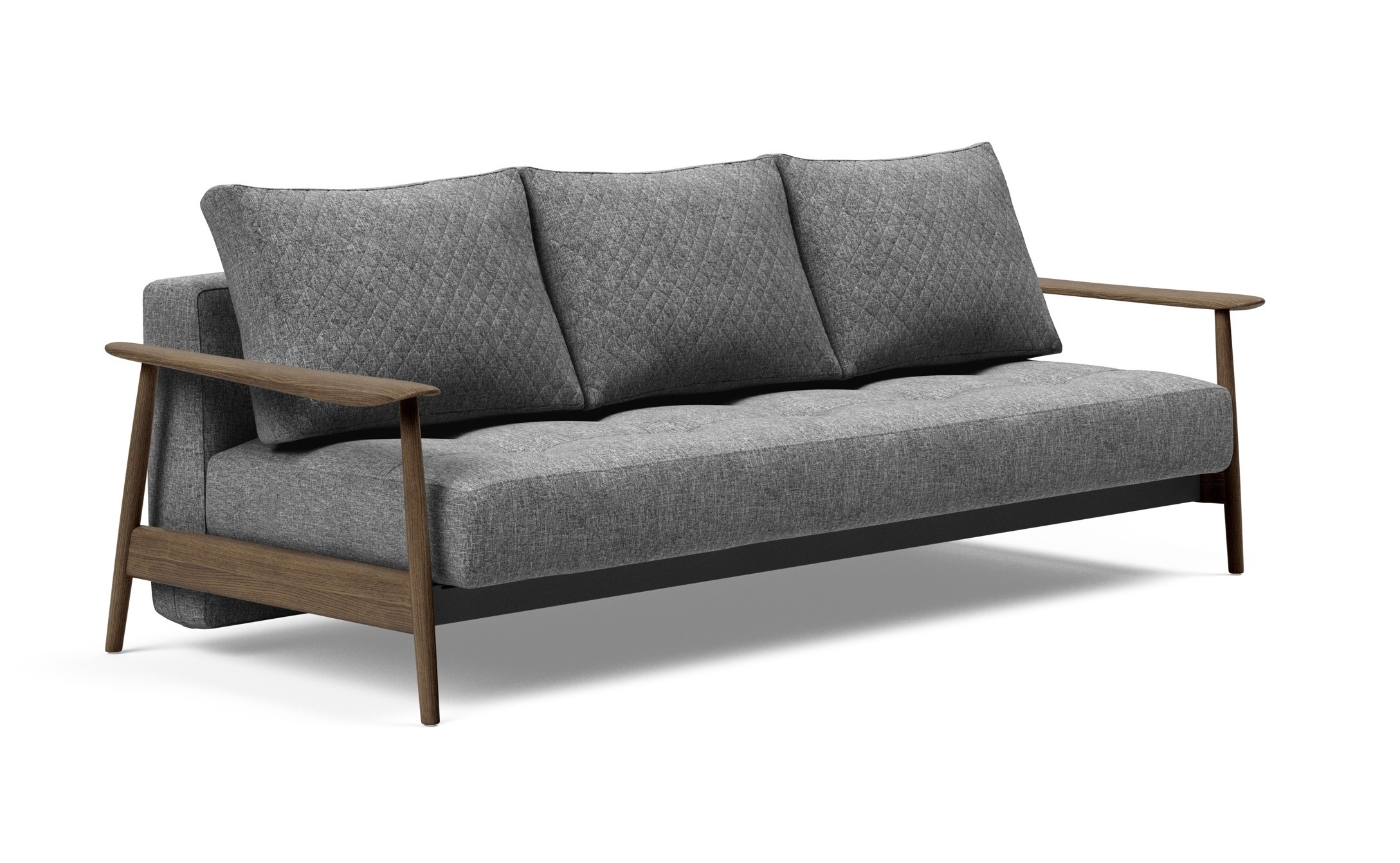 Caluma Quilt Fabric Sofa Bed w/Smoked Oak Arms & Legs