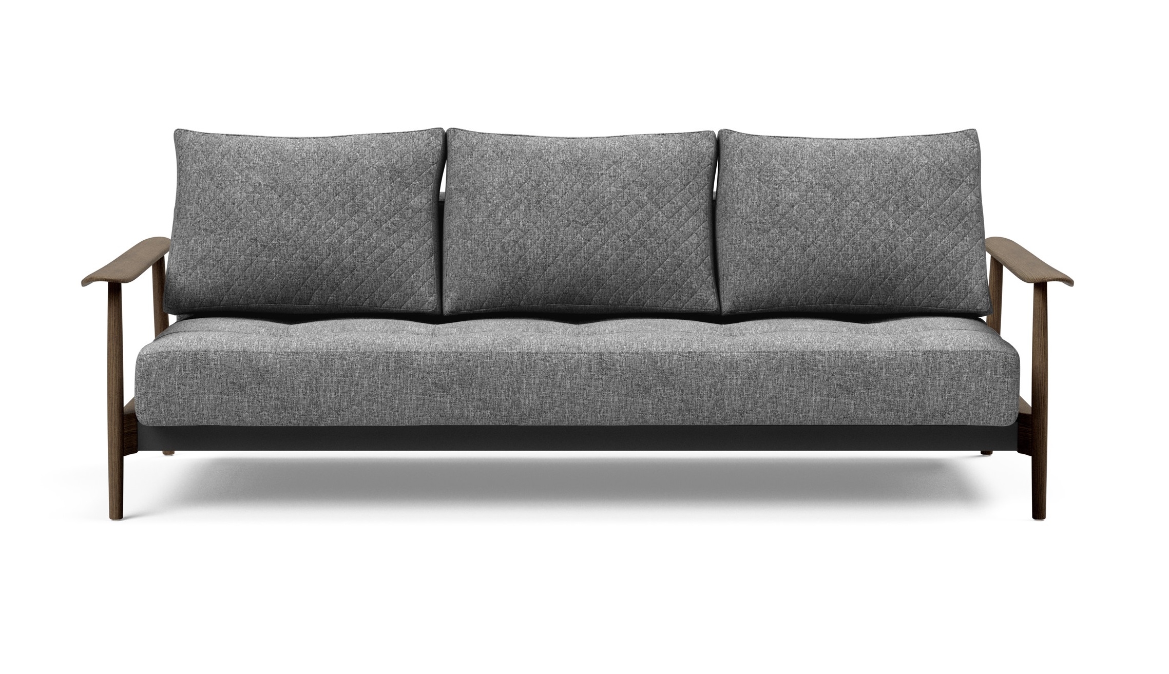 Caluma Quilt Fabric Sofa Bed w/Smoked Oak Arms & Legs