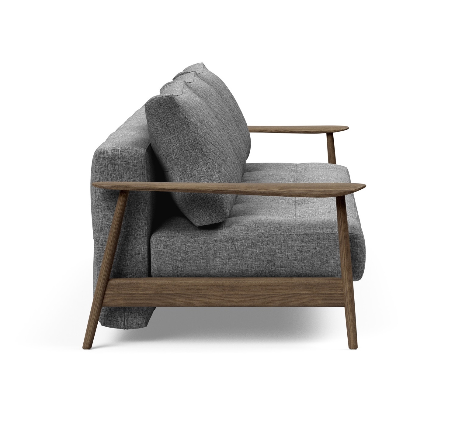 Caluma Quilt Fabric Sofa Bed w/Smoked Oak Arms & Legs