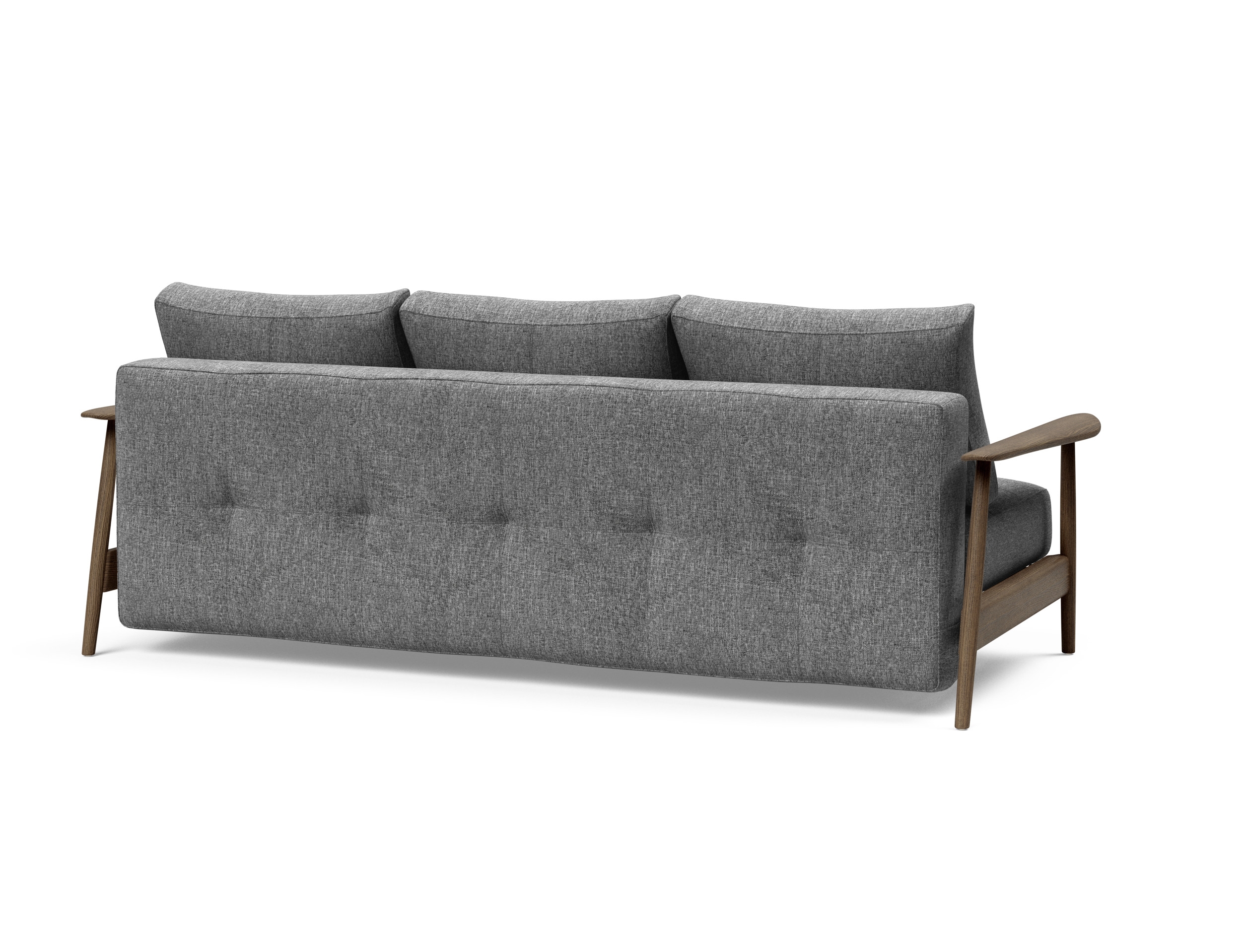 Caluma Quilt Fabric Sofa Bed w/Smoked Oak Arms & Legs