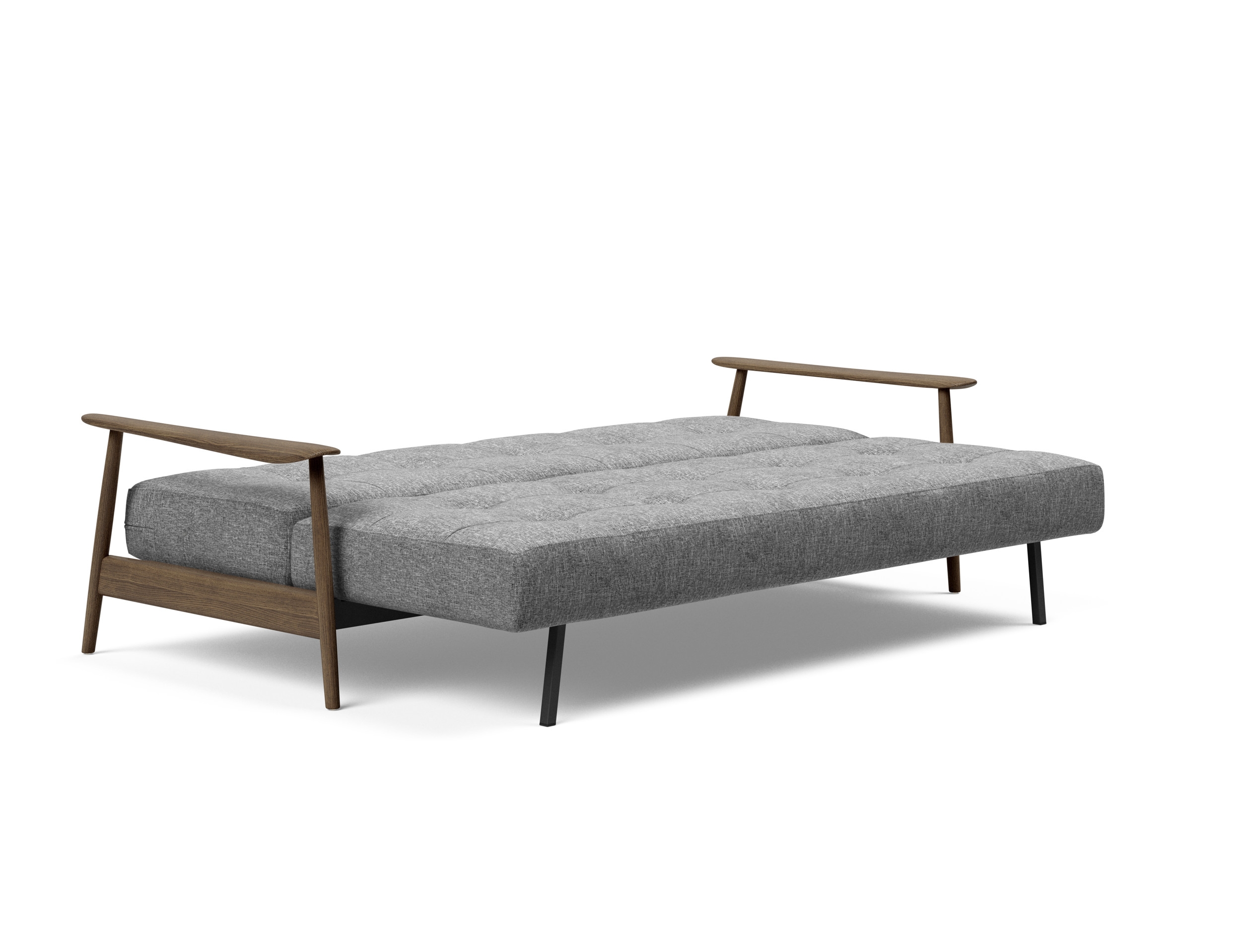 Caluma Quilt Fabric Sofa Bed w/Smoked Oak Arms & Legs