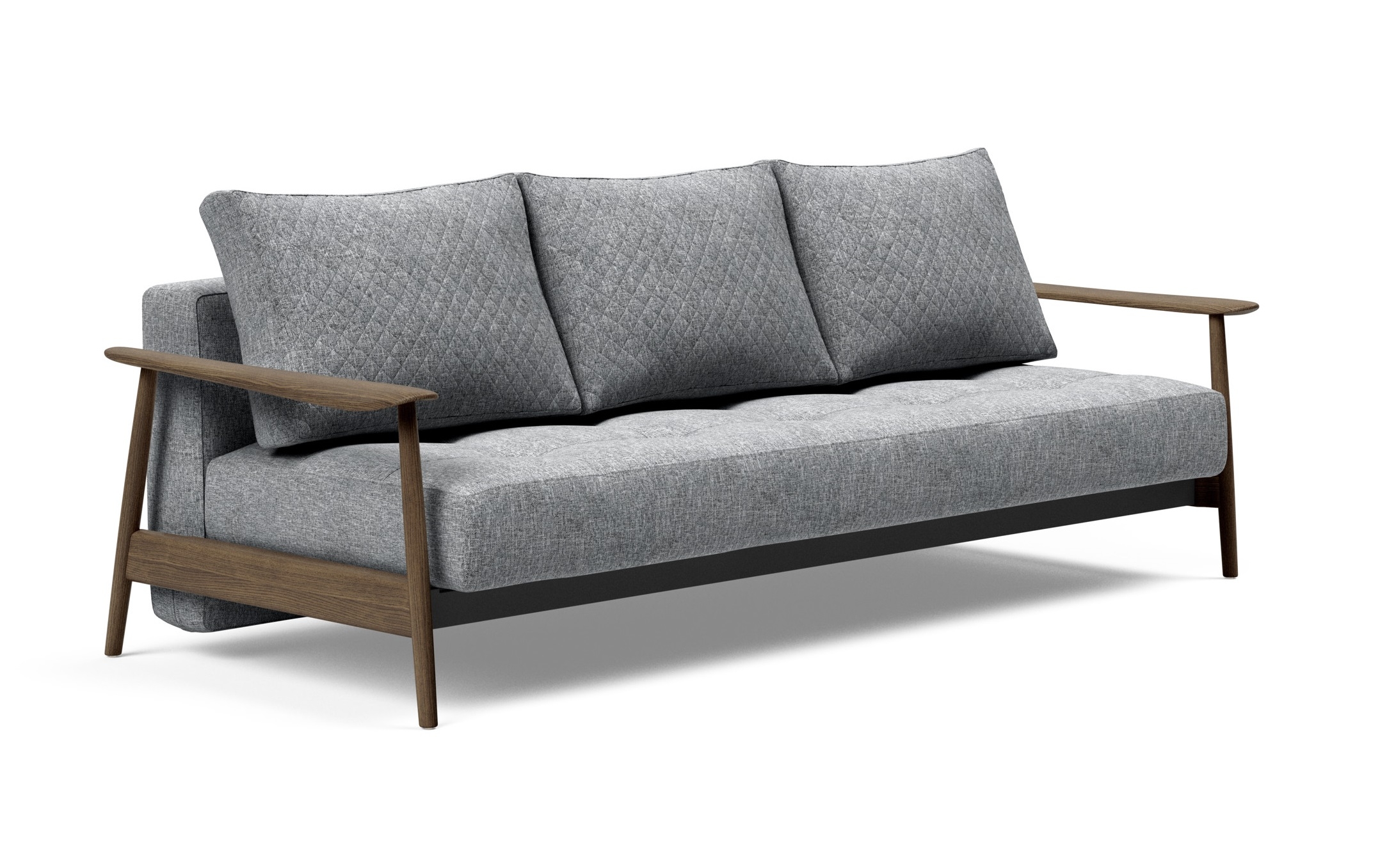 Caluma Quilt Fabric Sofa Bed w/Smoked Oak Arms & Legs