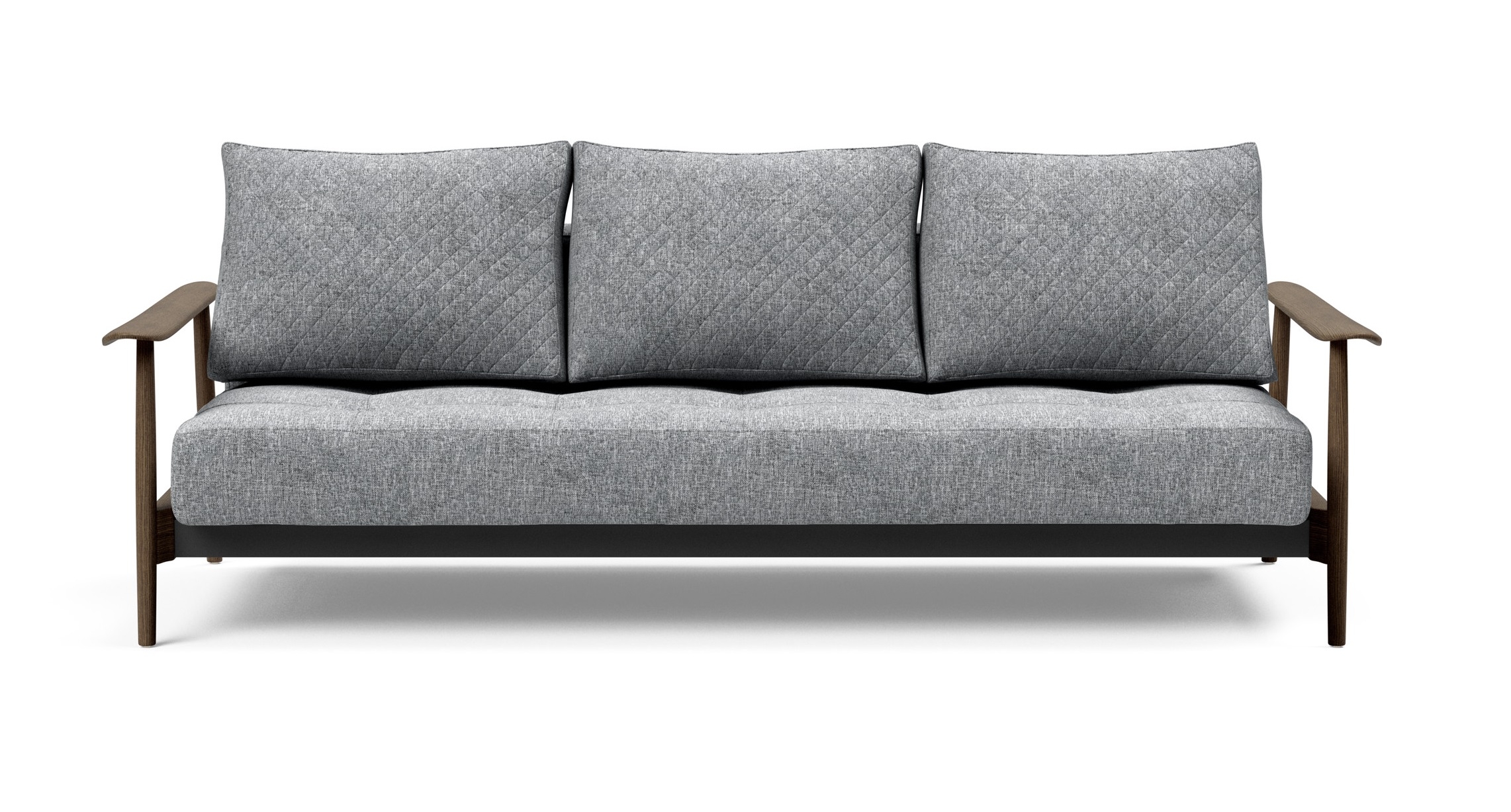 Caluma Quilt Fabric Sofa Bed w/Smoked Oak Arms & Legs