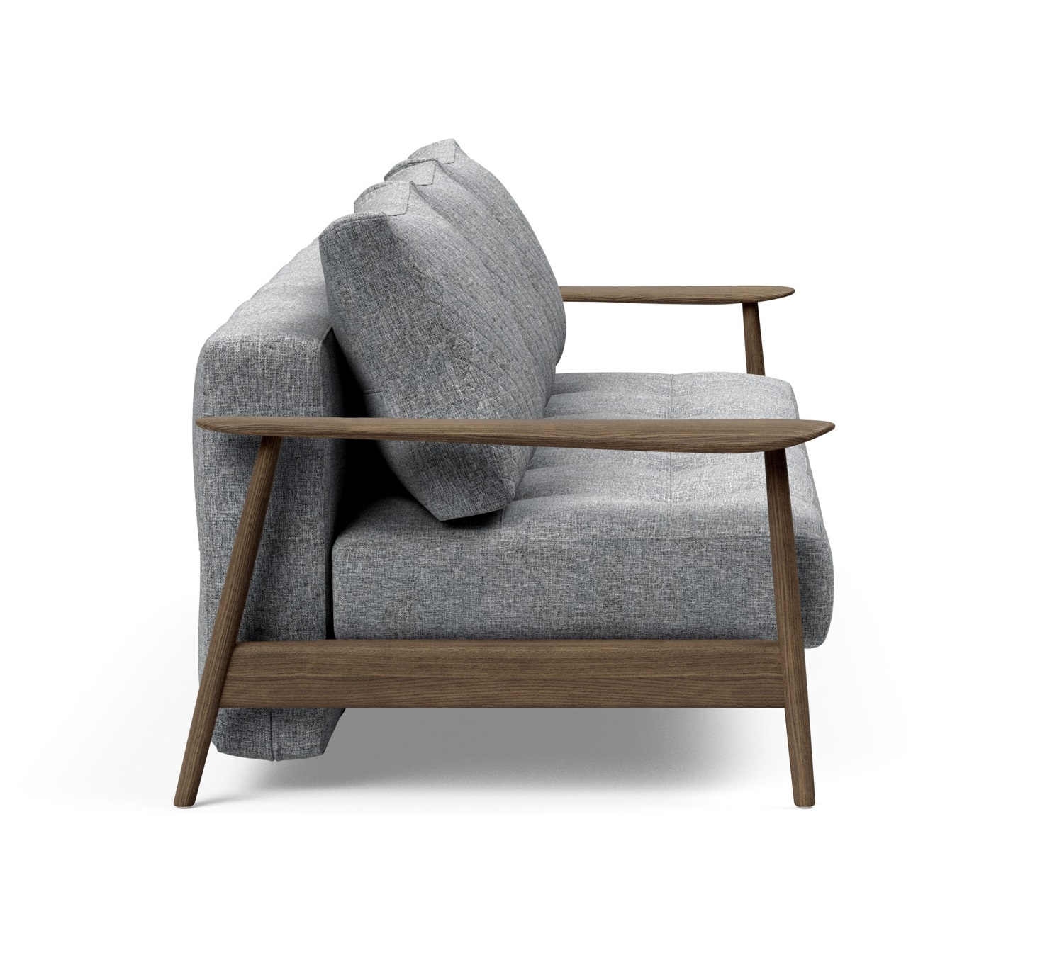 Caluma Quilt Fabric Sofa Bed w/Smoked Oak Arms & Legs