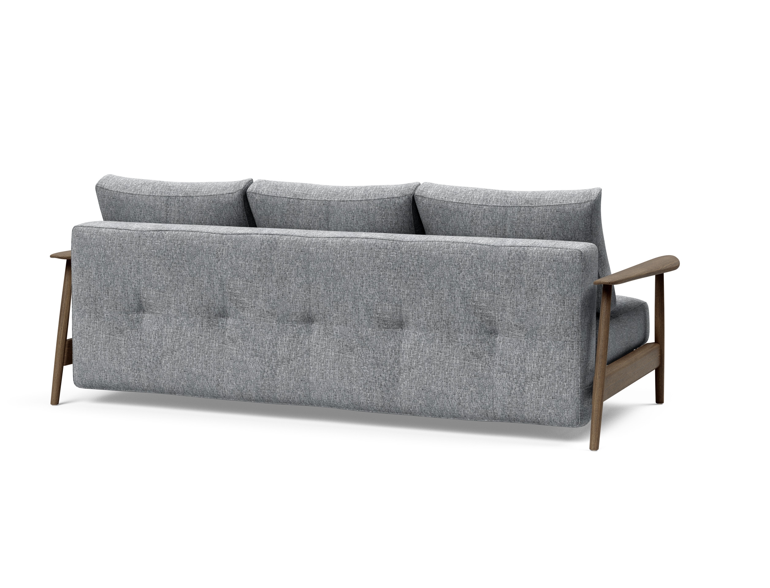 Caluma Quilt Fabric Sofa Bed w/Smoked Oak Arms & Legs