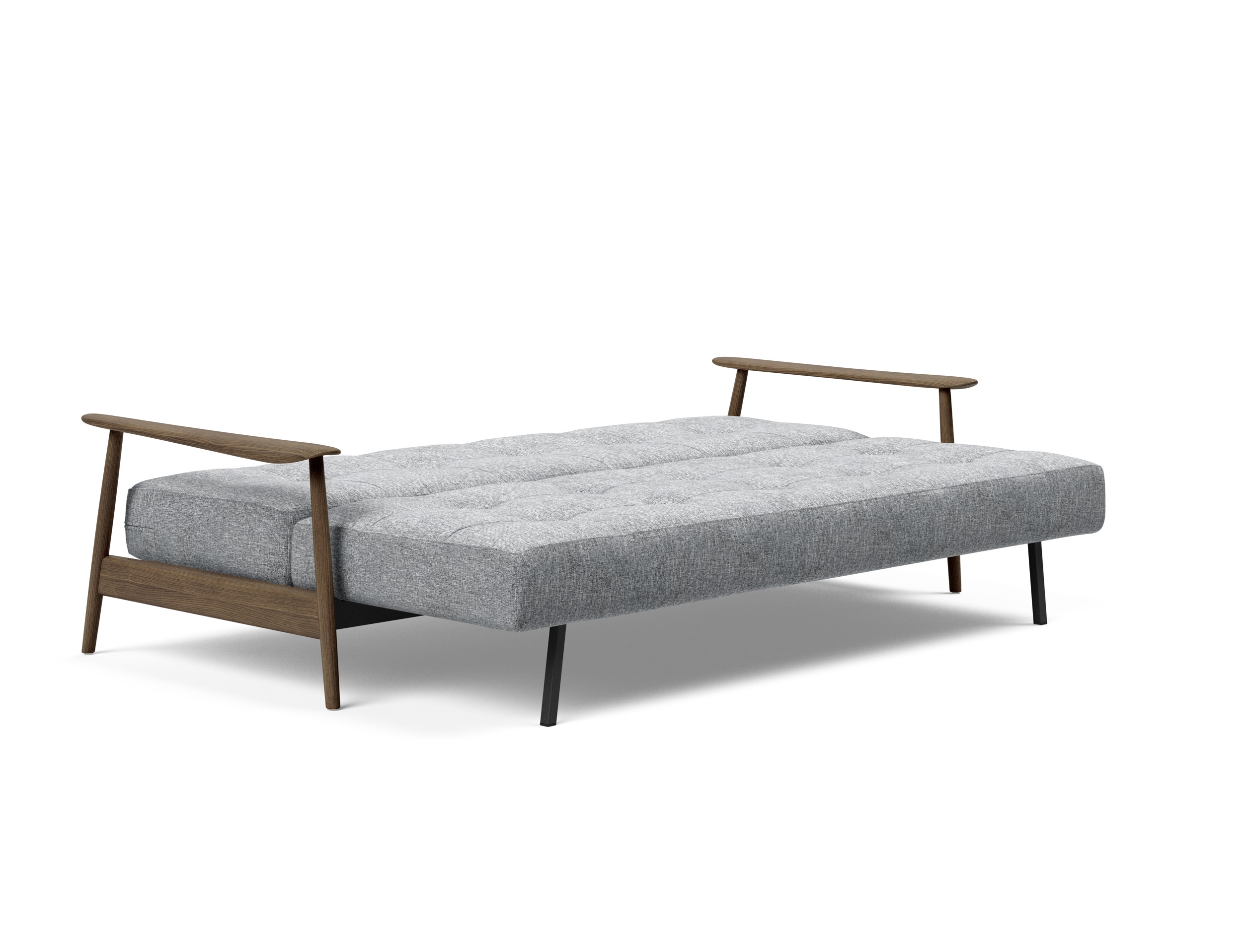 Caluma Quilt Fabric Sofa Bed w/Smoked Oak Arms & Legs