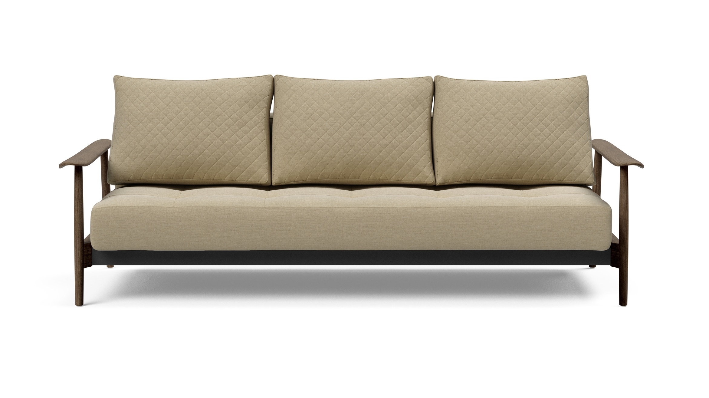 Caluma Quilt Fabric Sofa Bed w/Smoked Oak Arms & Legs