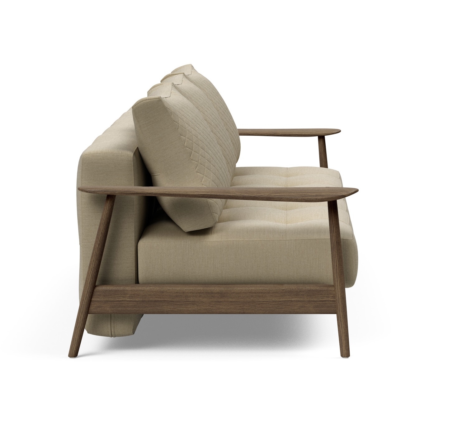 Caluma Quilt Fabric Sofa Bed w/Smoked Oak Arms & Legs