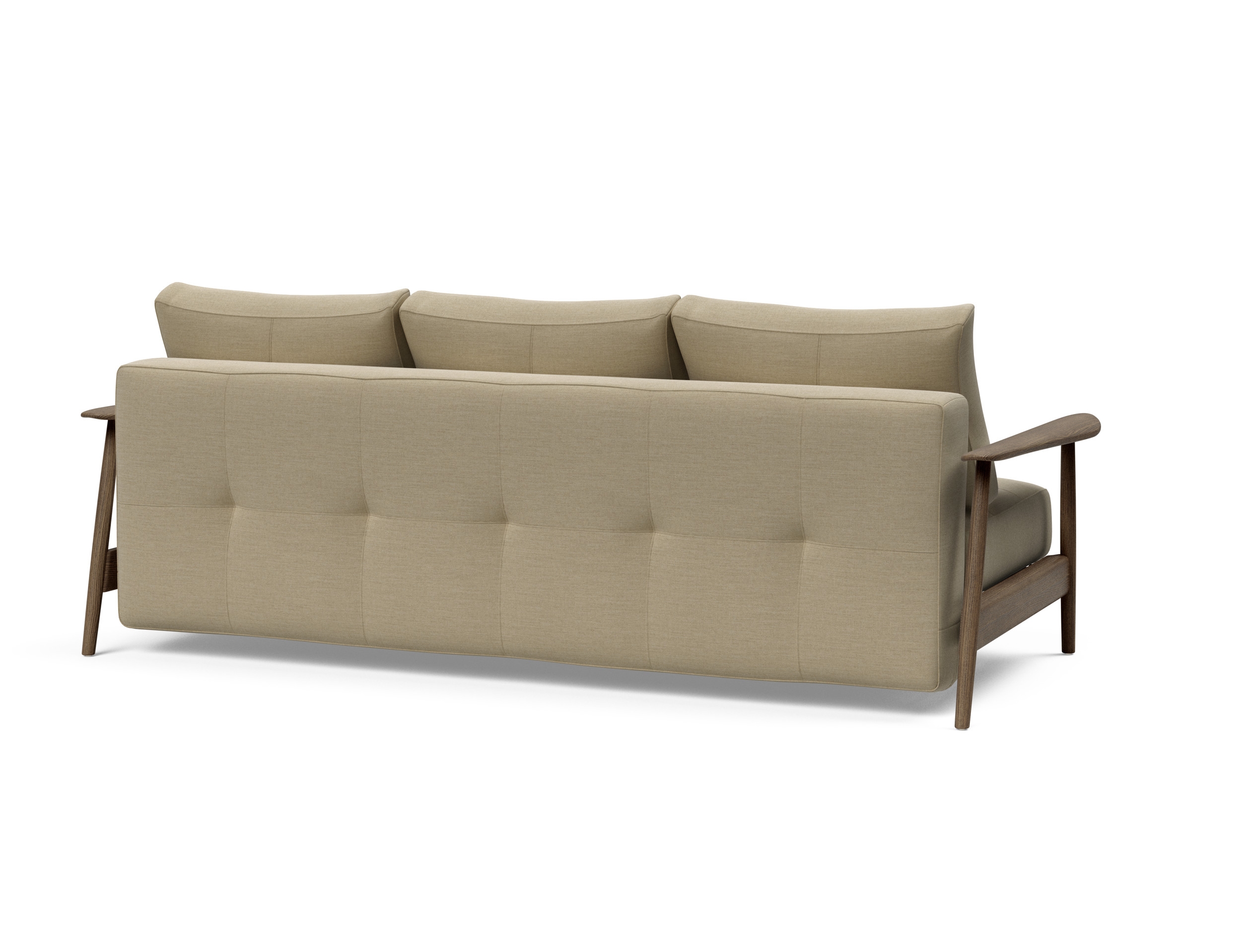 Caluma Quilt Fabric Sofa Bed w/Smoked Oak Arms & Legs