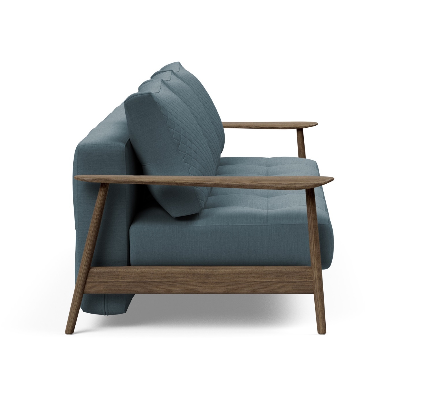 Caluma Quilt Fabric Sofa Bed w/Smoked Oak Arms & Legs