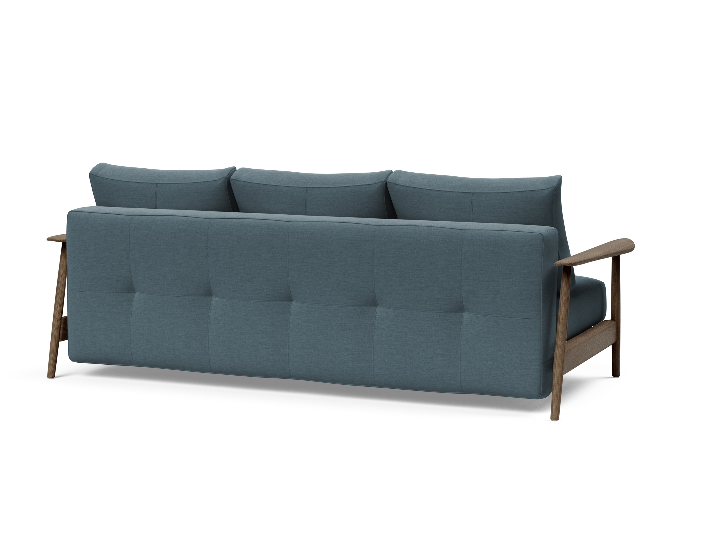 Caluma Quilt Fabric Sofa Bed w/Smoked Oak Arms & Legs