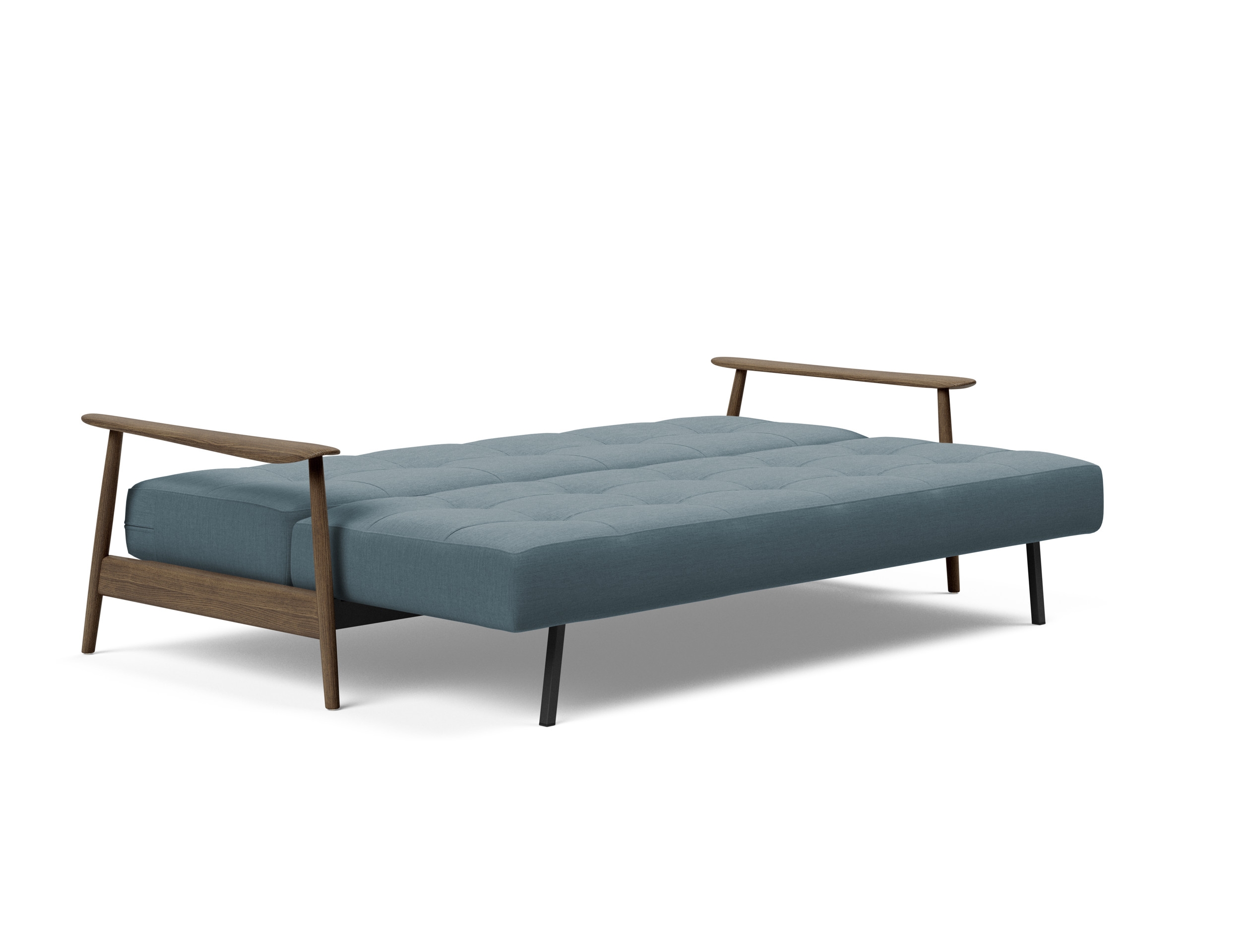 Caluma Quilt Fabric Sofa Bed w/Smoked Oak Arms & Legs