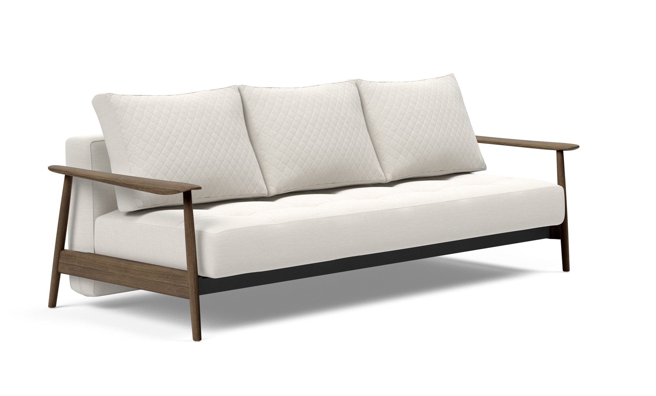 Caluma Quilt Fabric Sofa Bed w/Smoked Oak Arms & Legs