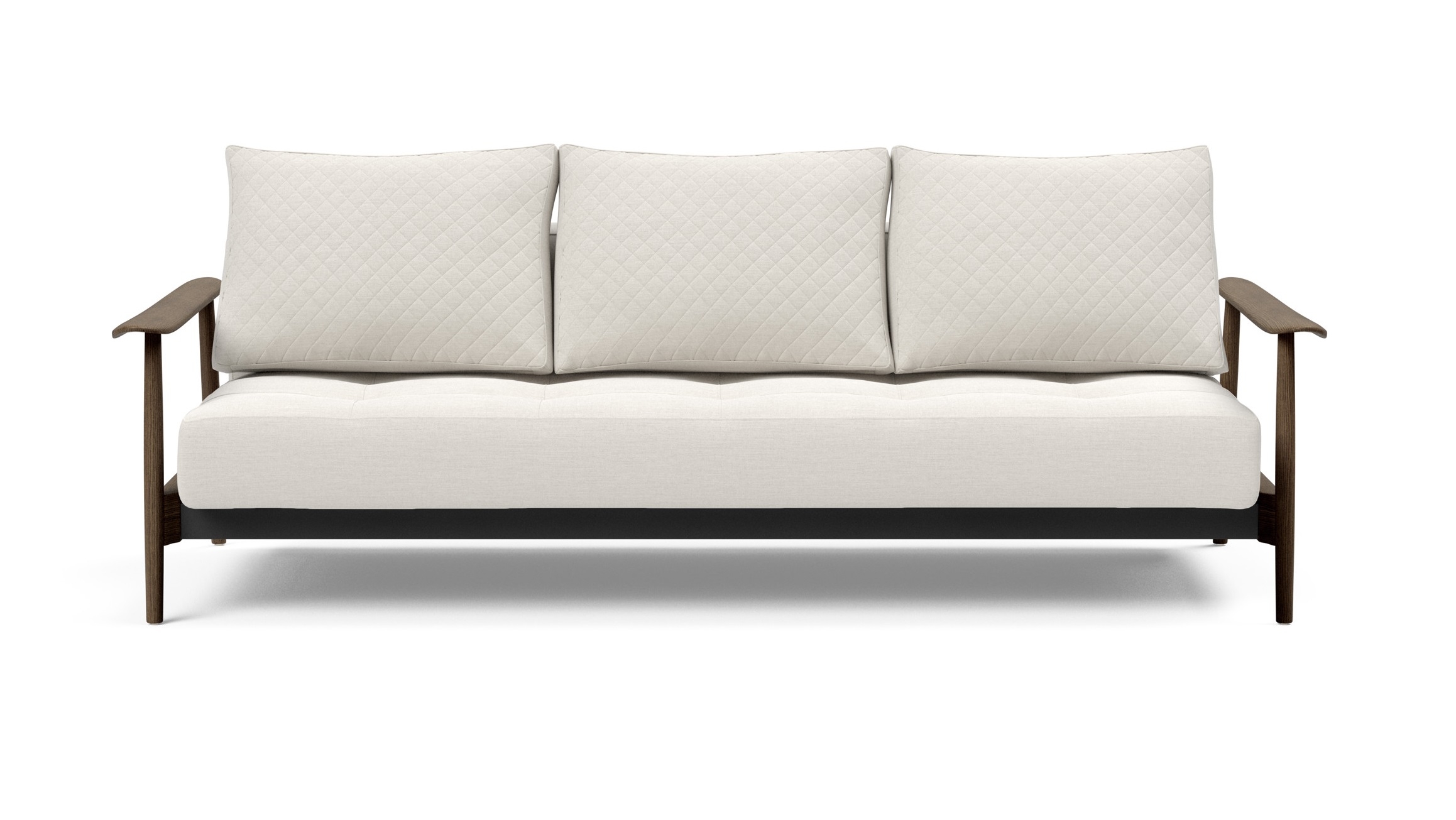 Caluma Quilt Fabric Sofa Bed w/Smoked Oak Arms & Legs