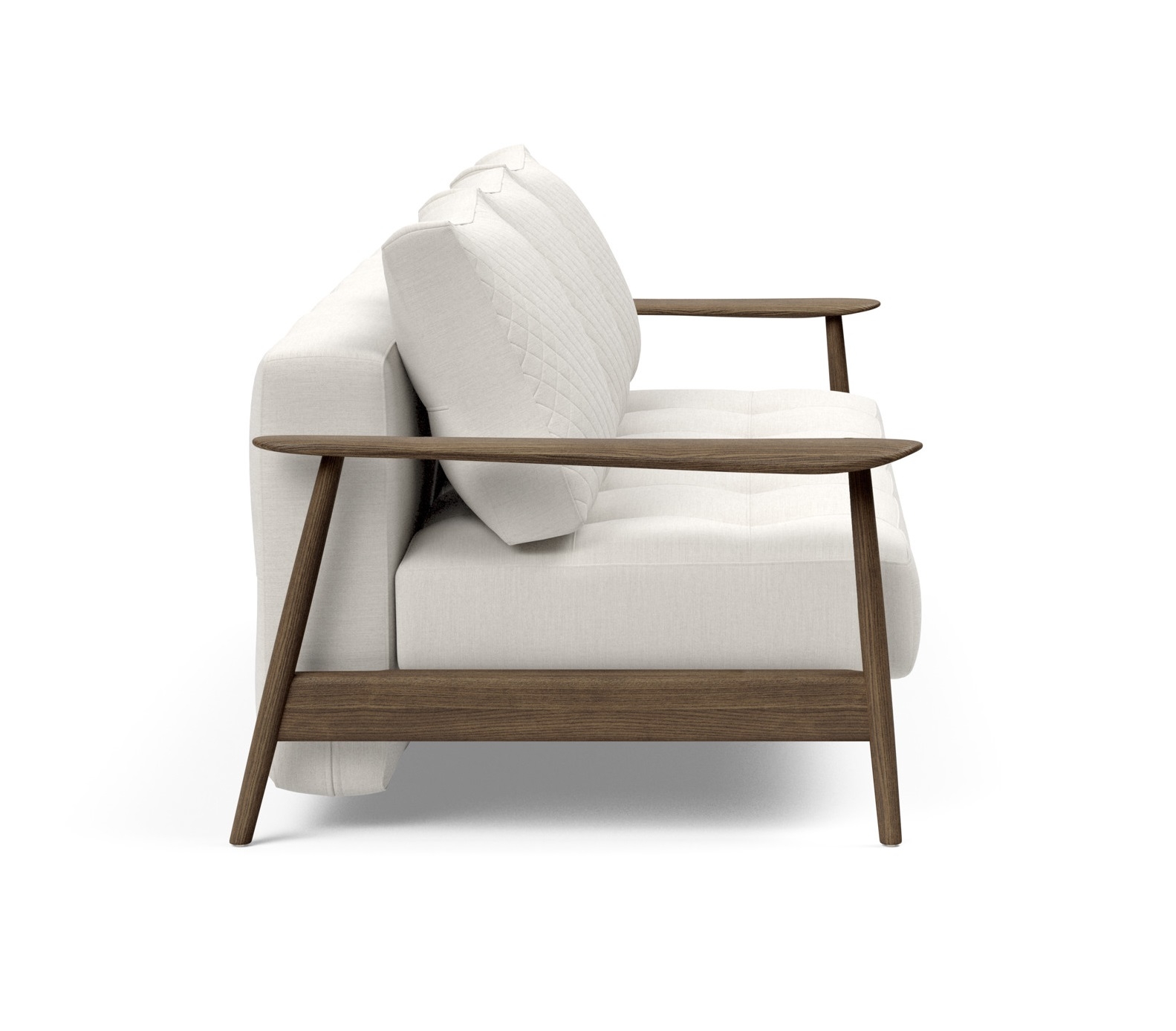 Caluma Quilt Fabric Sofa Bed w/Smoked Oak Arms & Legs