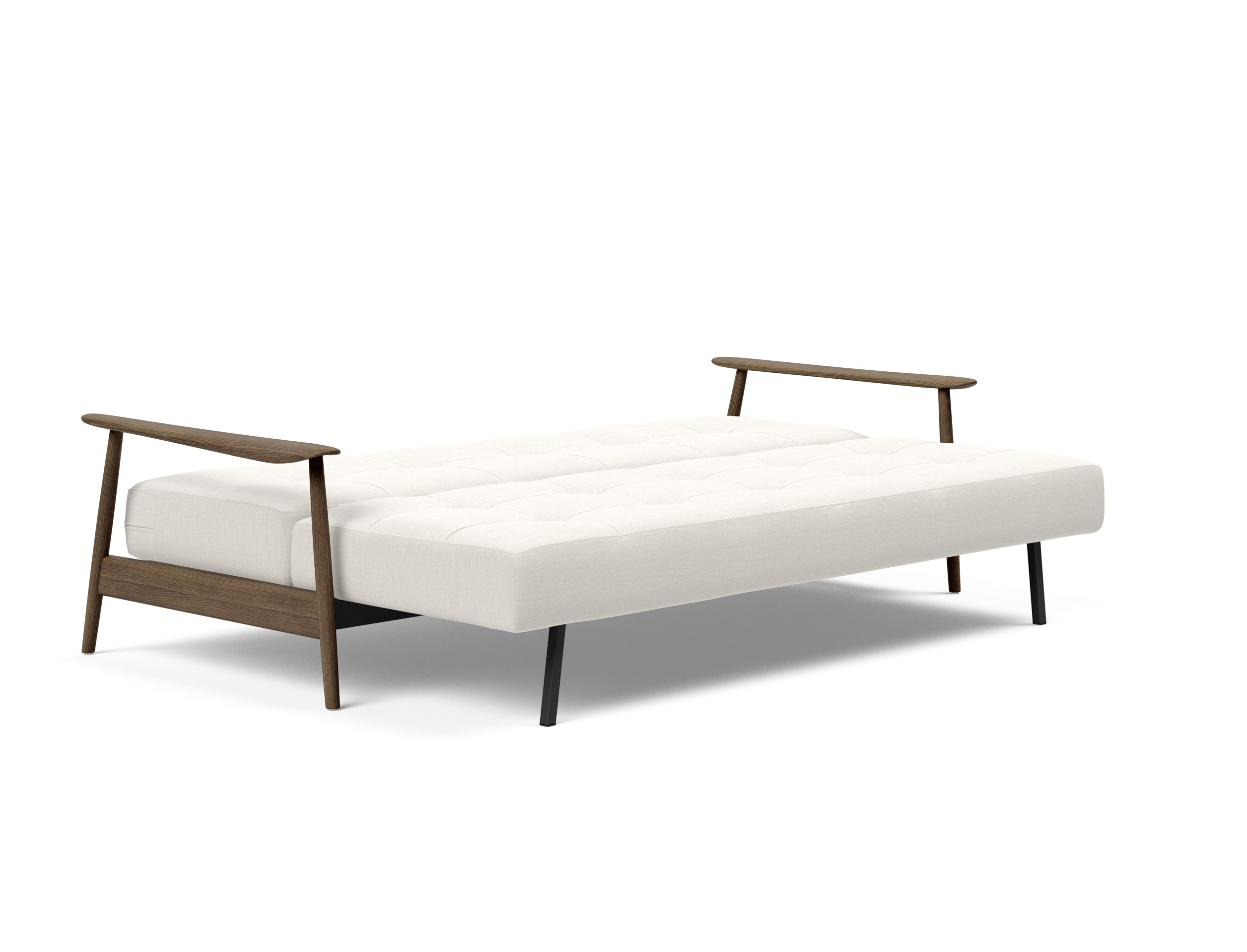 Caluma Quilt Fabric Sofa Bed w/Smoked Oak Arms & Legs