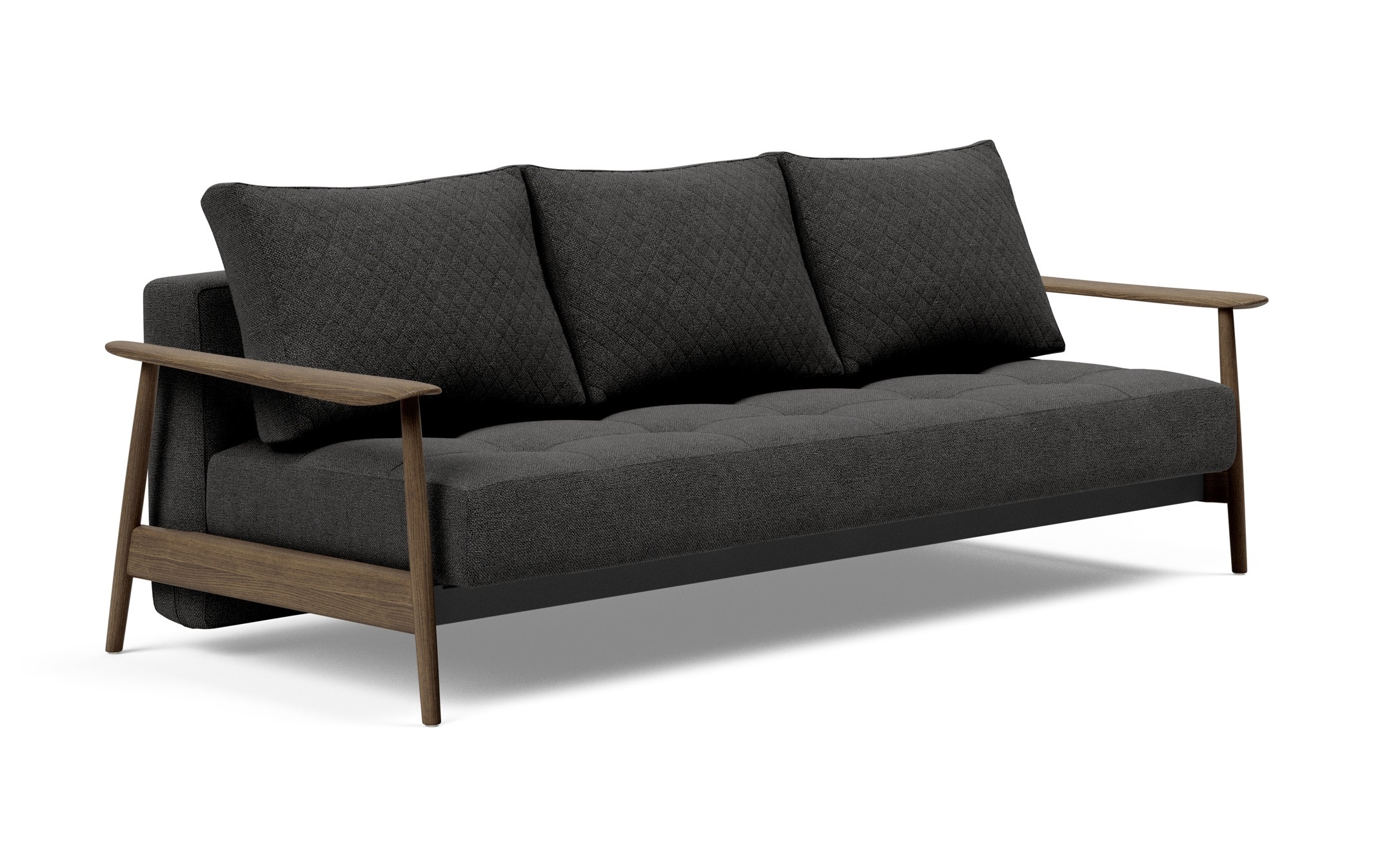 Caluma Quilt Fabric Sofa Bed w/Smoked Oak Arms & Legs