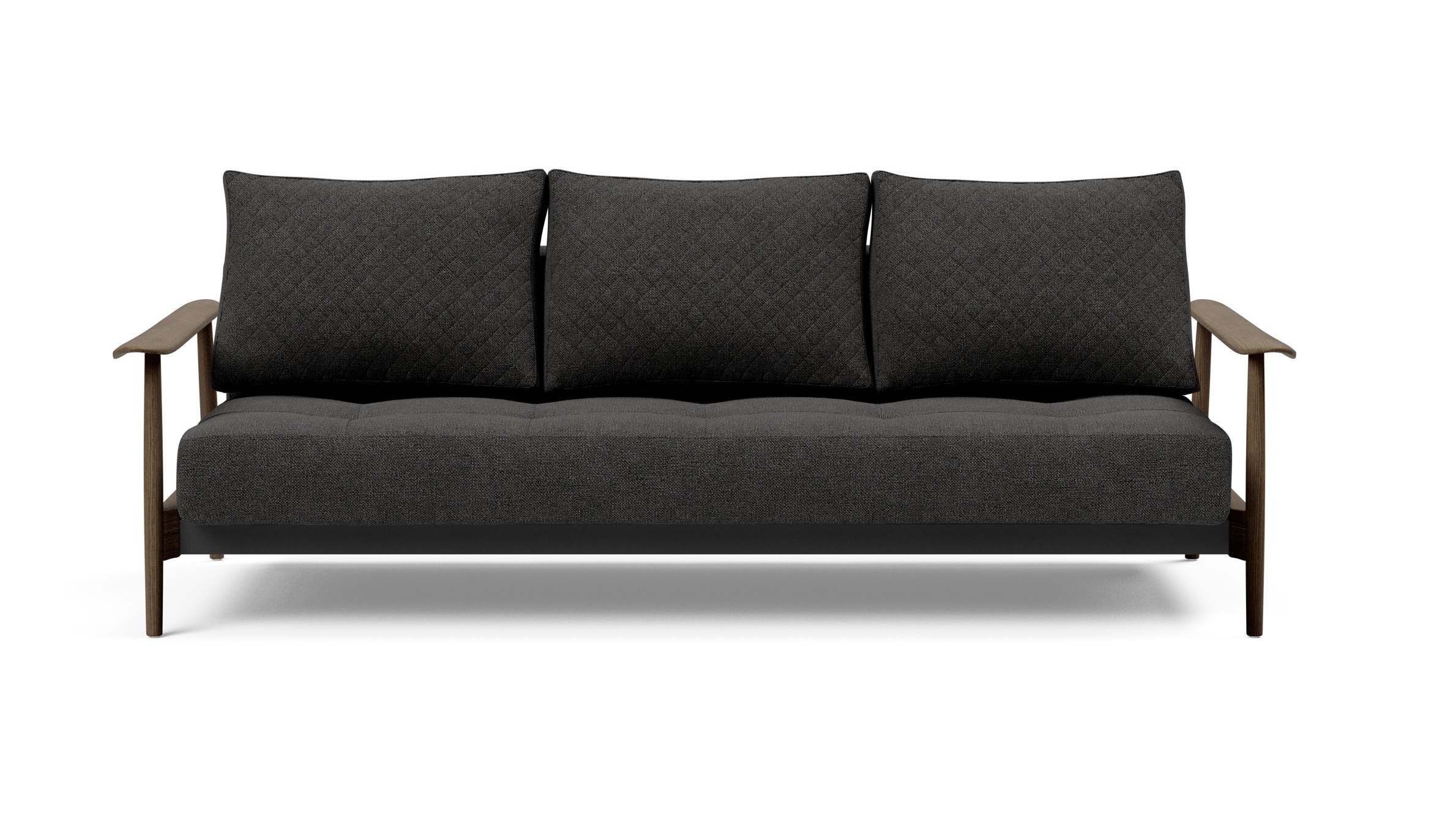 Caluma Quilt Fabric Sofa Bed w/Smoked Oak Arms & Legs