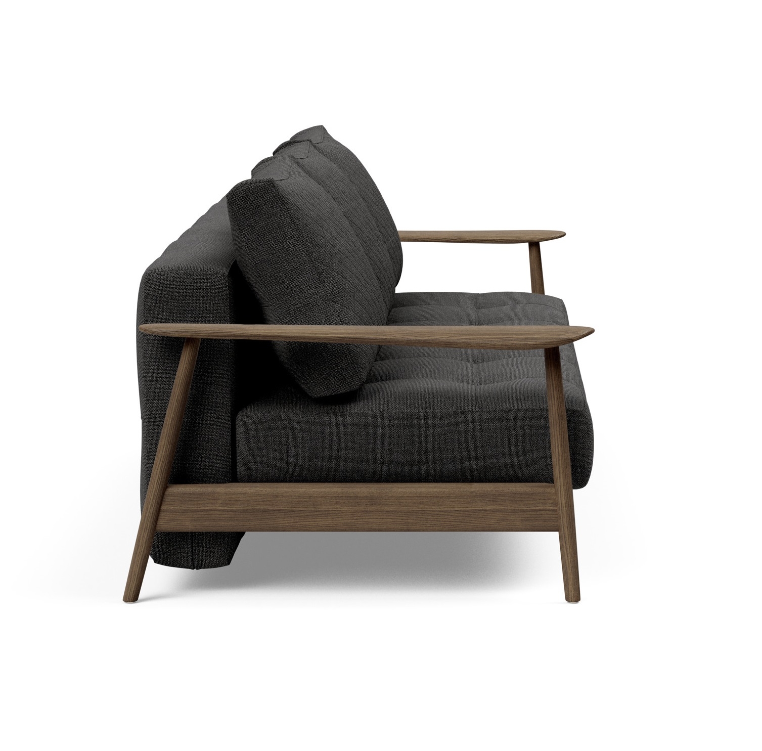 Caluma Quilt Fabric Sofa Bed w/Smoked Oak Arms & Legs