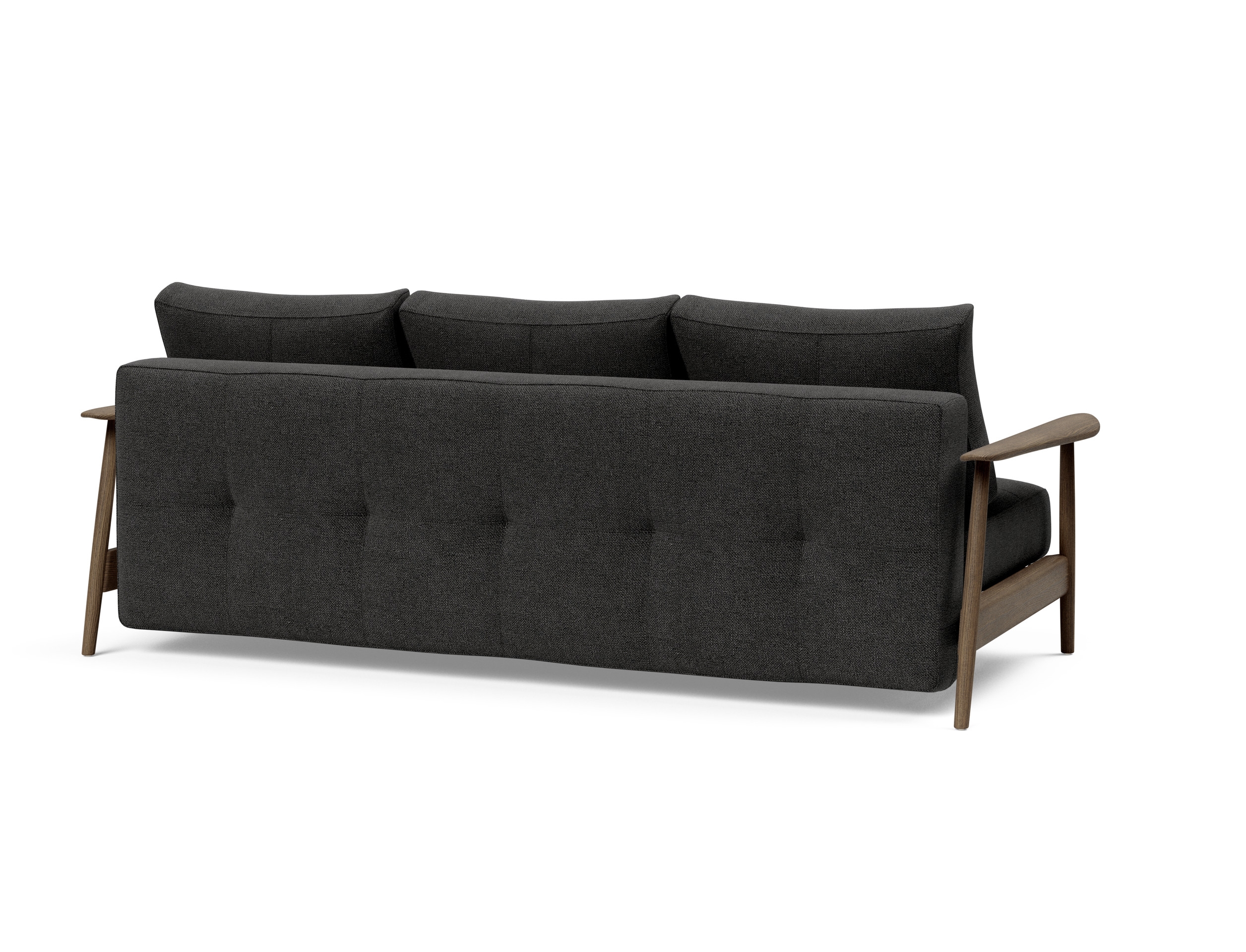 Caluma Quilt Fabric Sofa Bed w/Smoked Oak Arms & Legs
