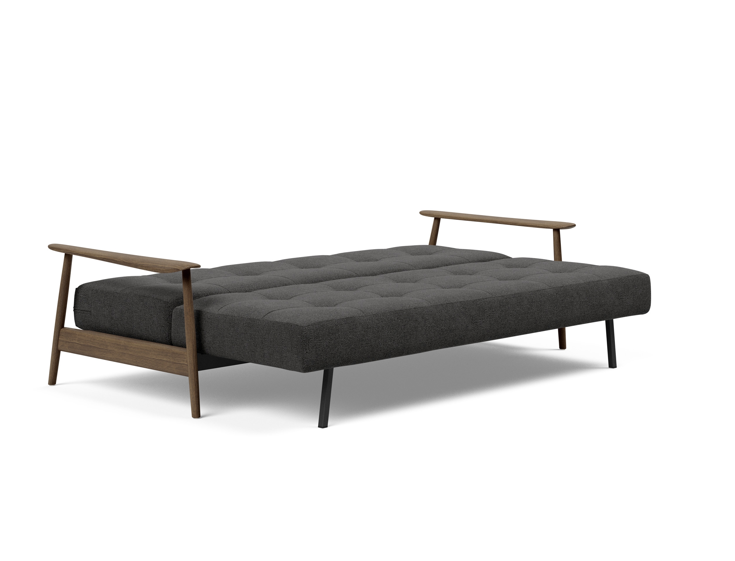 Caluma Quilt Fabric Sofa Bed w/Smoked Oak Arms & Legs