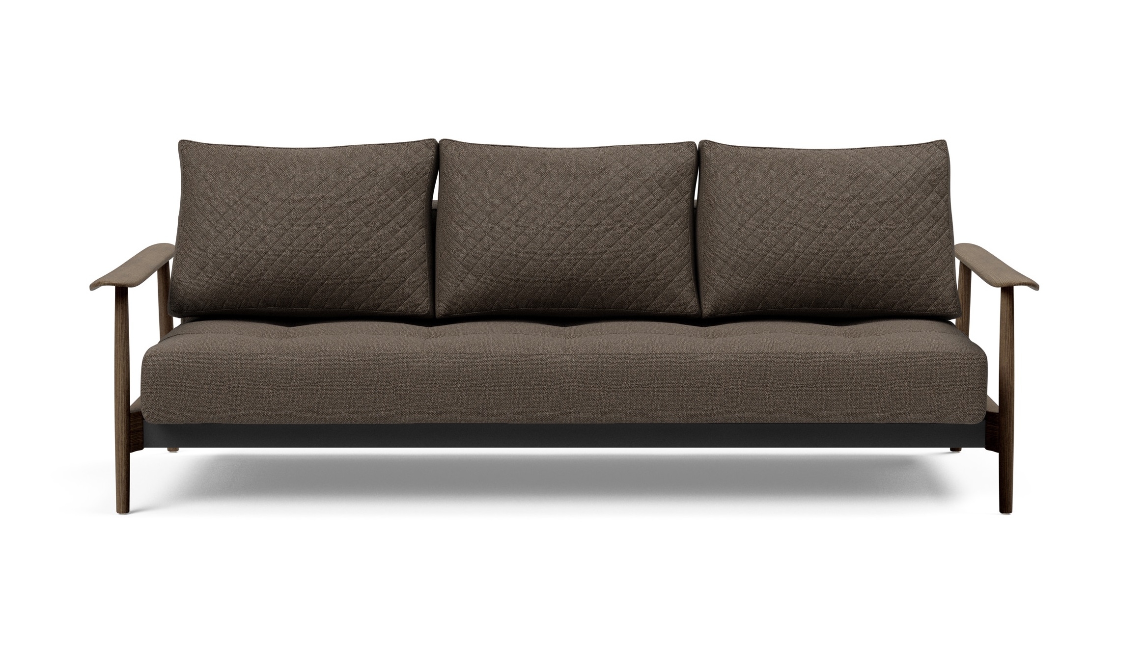 Caluma Quilt Fabric Sofa Bed w/Smoked Oak Arms & Legs