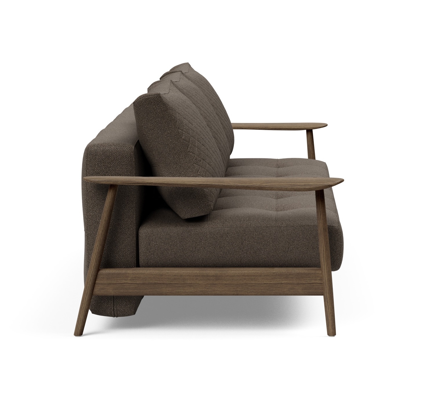 Caluma Quilt Fabric Sofa Bed w/Smoked Oak Arms & Legs