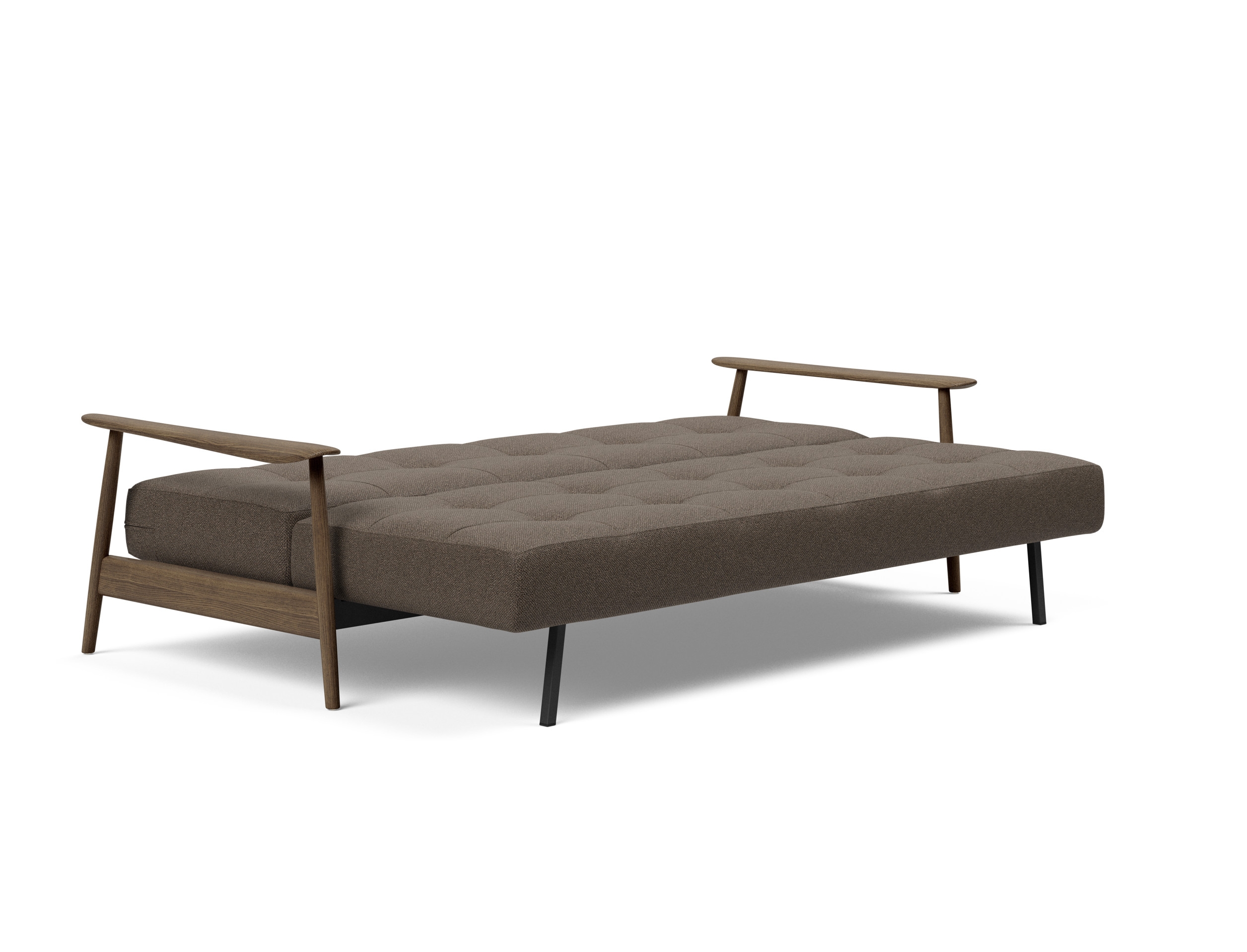 Caluma Quilt Fabric Sofa Bed w/Smoked Oak Arms & Legs
