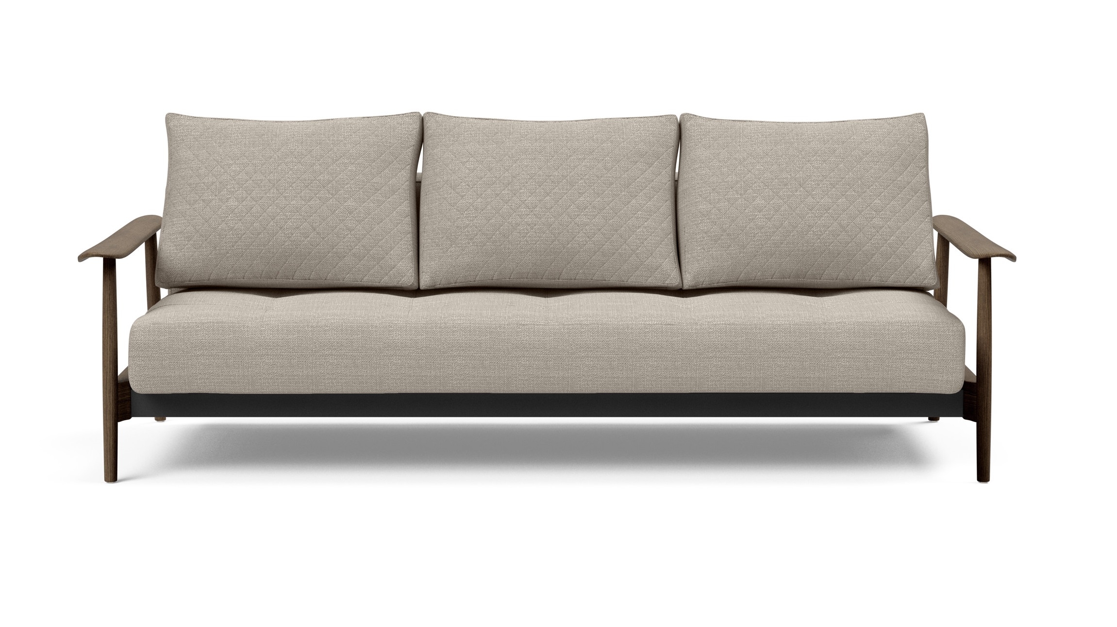 Caluma Quilt Fabric Sofa Bed w/Smoked Oak Arms & Legs