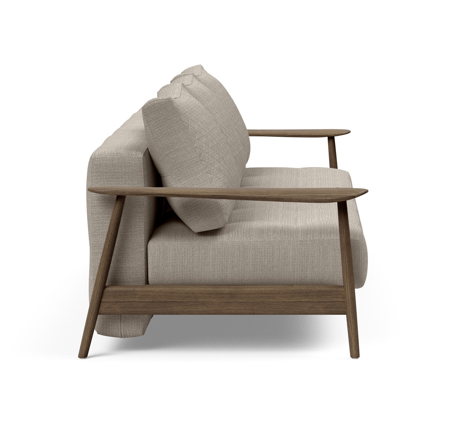 Caluma Quilt Fabric Sofa Bed w/Smoked Oak Arms & Legs