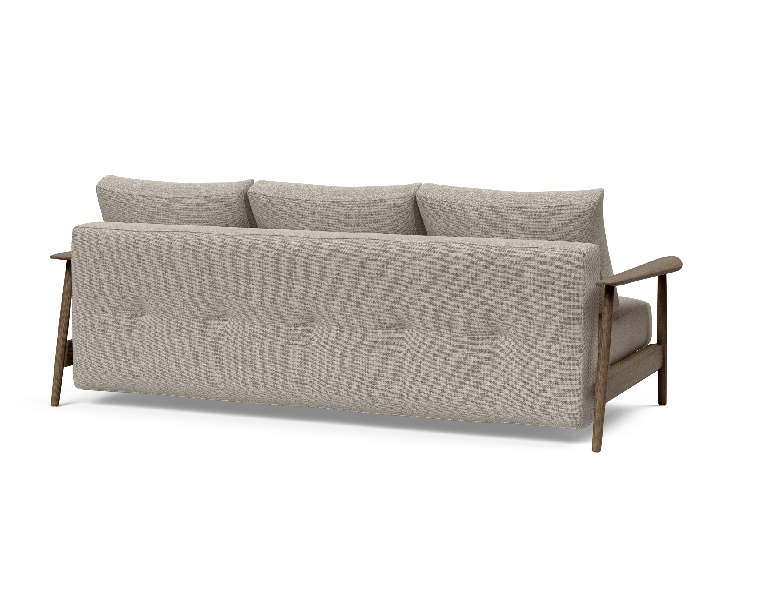 Caluma Quilt Fabric Sofa Bed w/Smoked Oak Arms & Legs