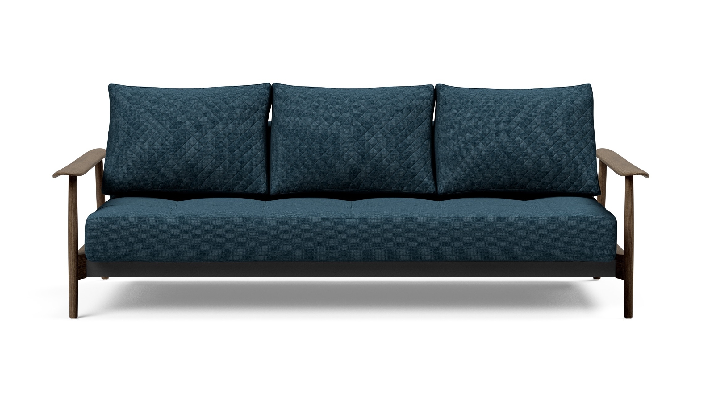 Caluma Quilt Fabric Sofa Bed w/Smoked Oak Arms & Legs
