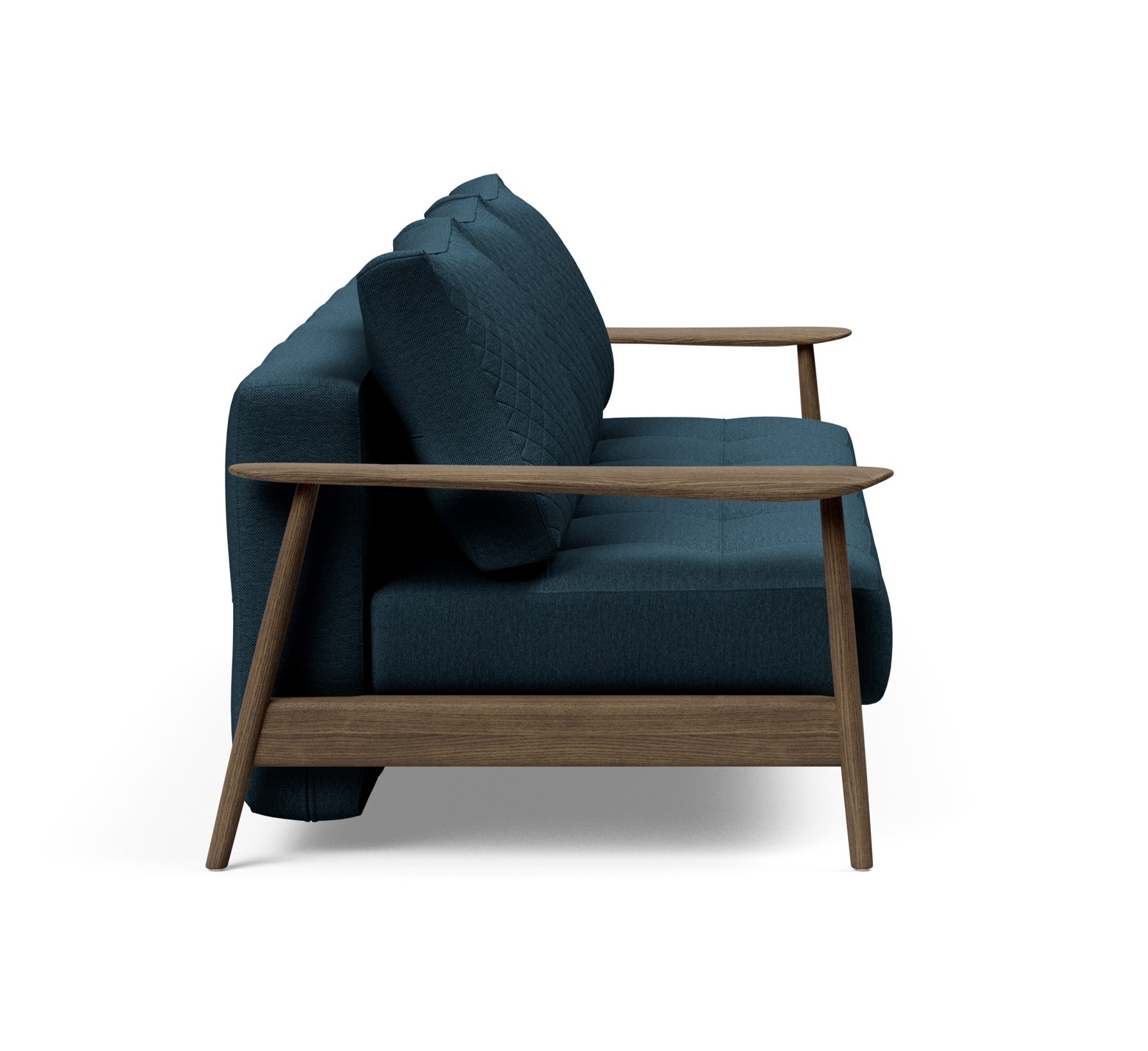 Caluma Quilt Fabric Sofa Bed w/Smoked Oak Arms & Legs