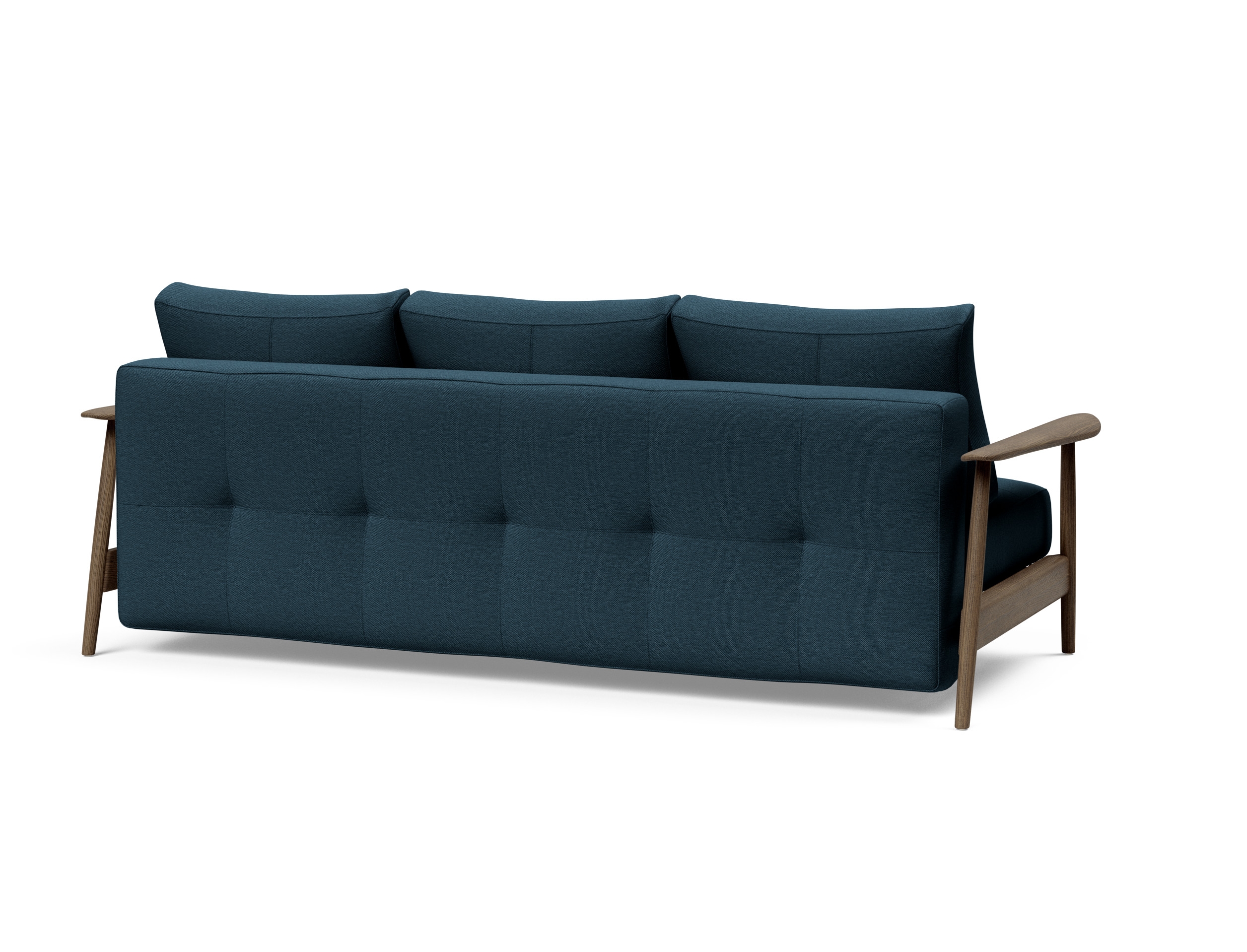 Caluma Quilt Fabric Sofa Bed w/Smoked Oak Arms & Legs