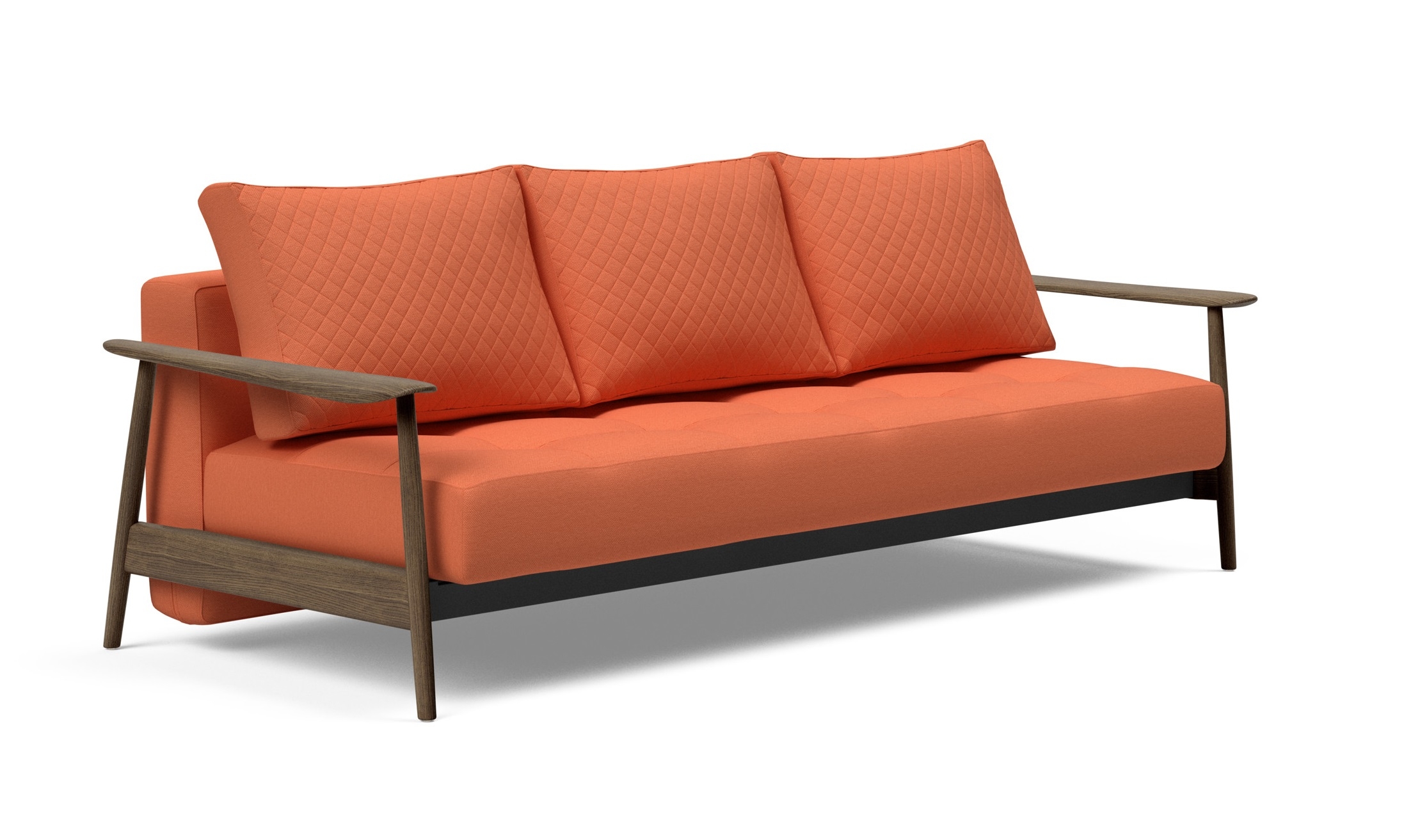Caluma Quilt Fabric Sofa Bed w/Smoked Oak Arms & Legs