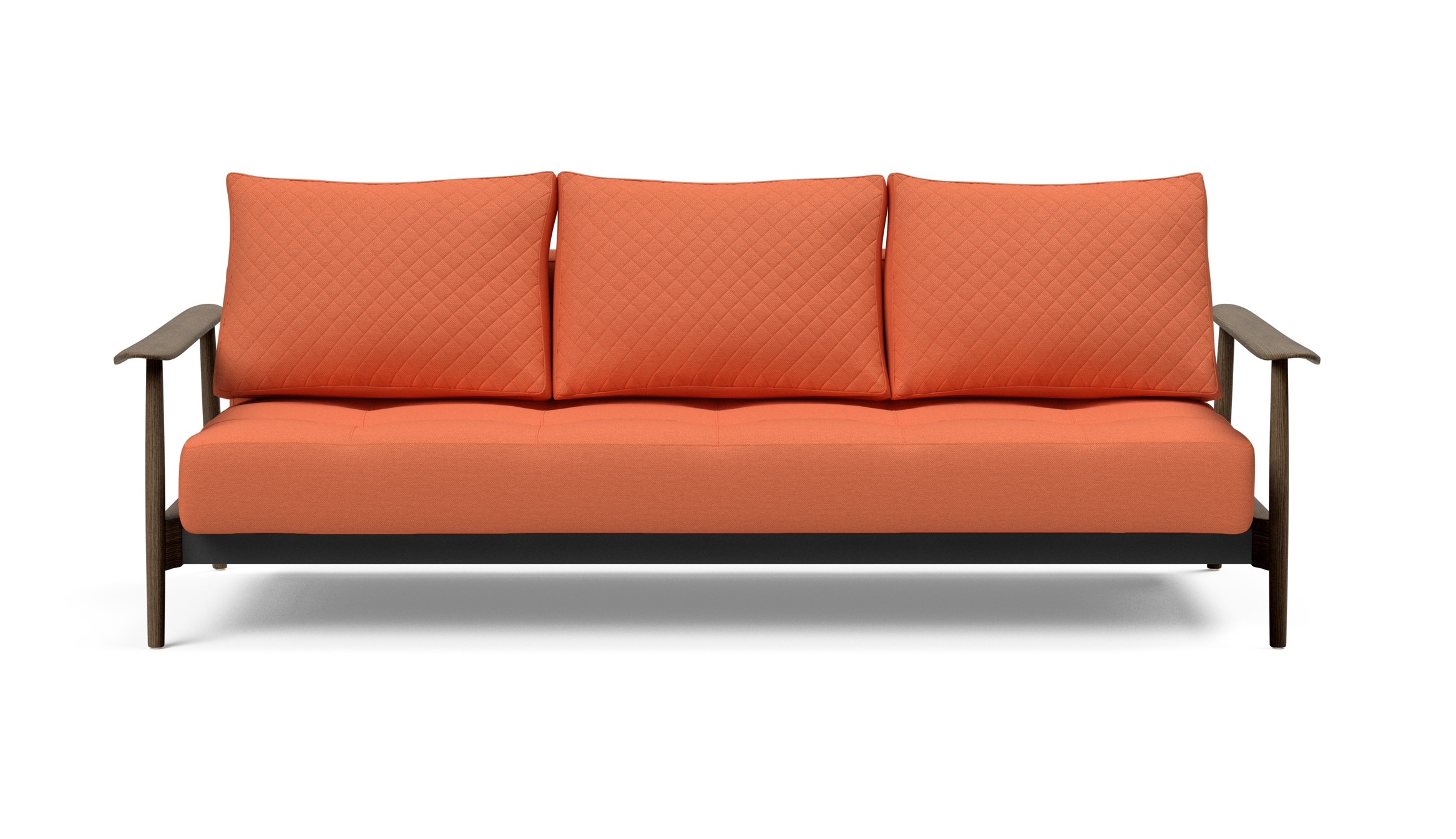 Caluma Quilt Fabric Sofa Bed w/Smoked Oak Arms & Legs