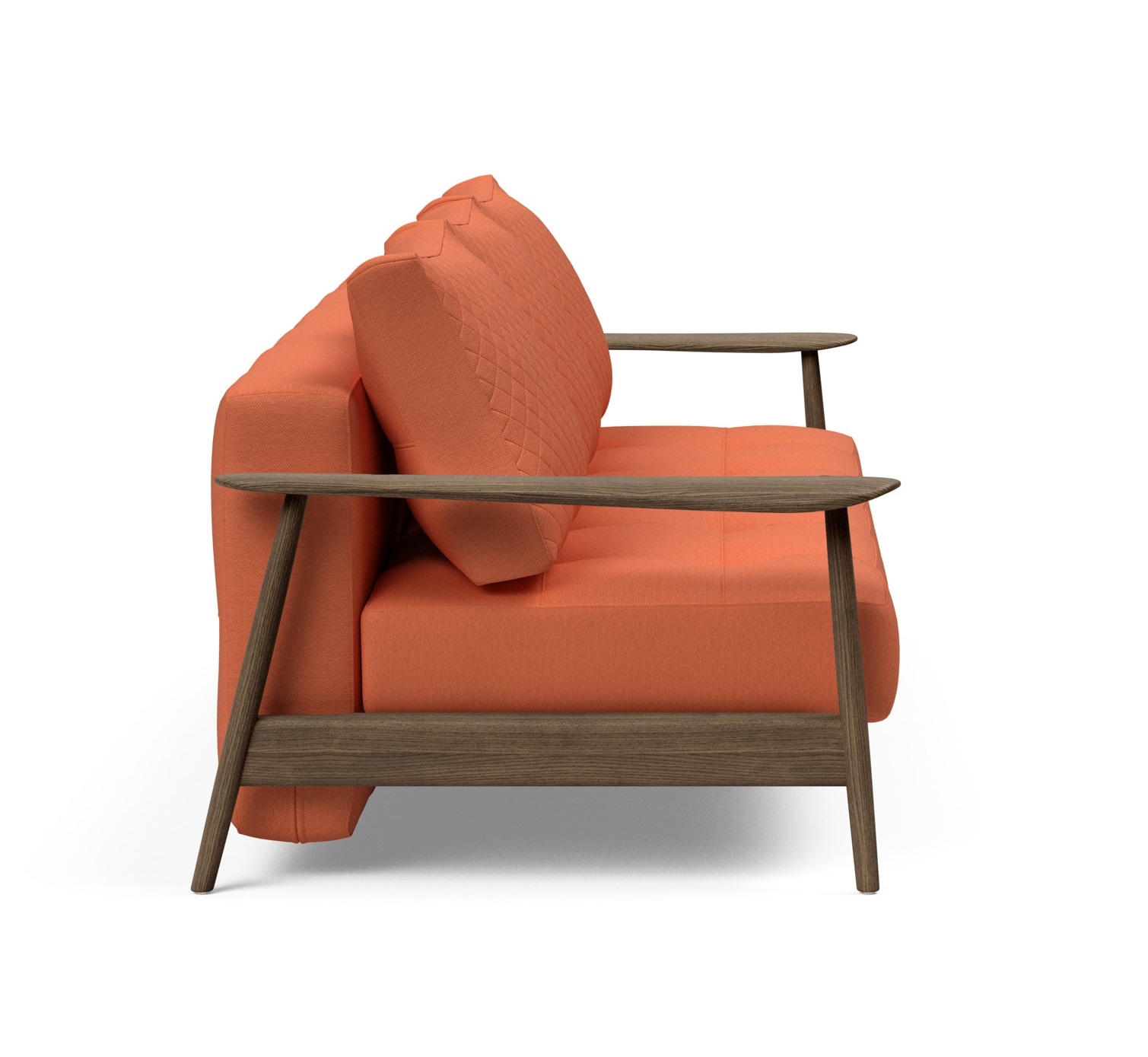 Caluma Quilt Fabric Sofa Bed w/Smoked Oak Arms & Legs