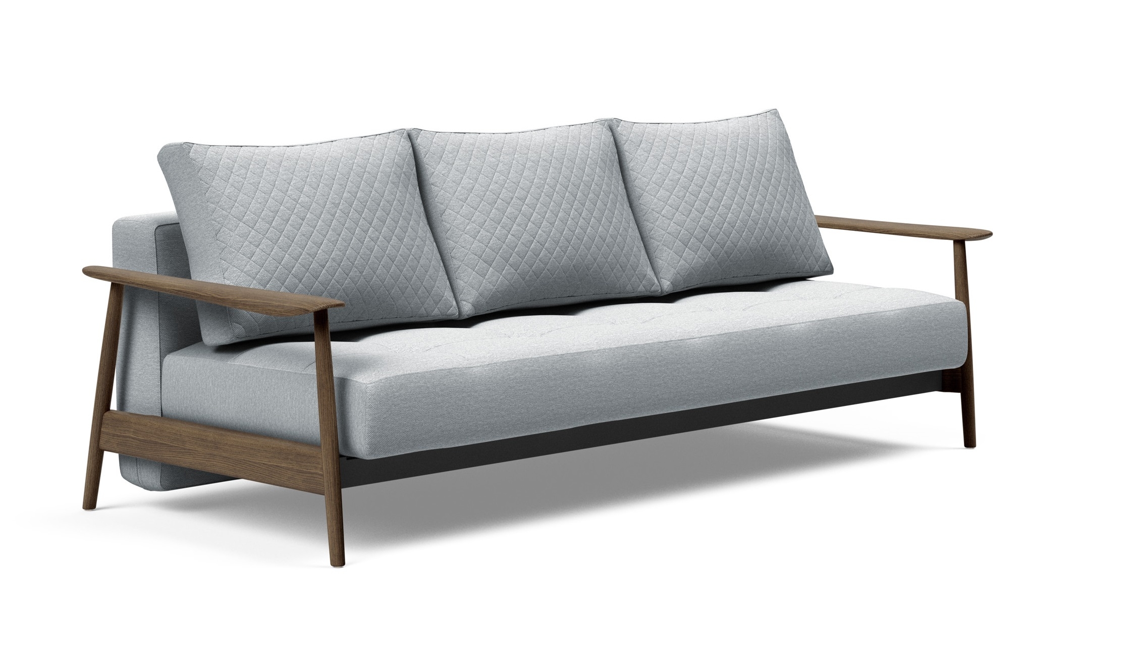 Caluma Quilt Fabric Sofa Bed w/Smoked Oak Arms & Legs