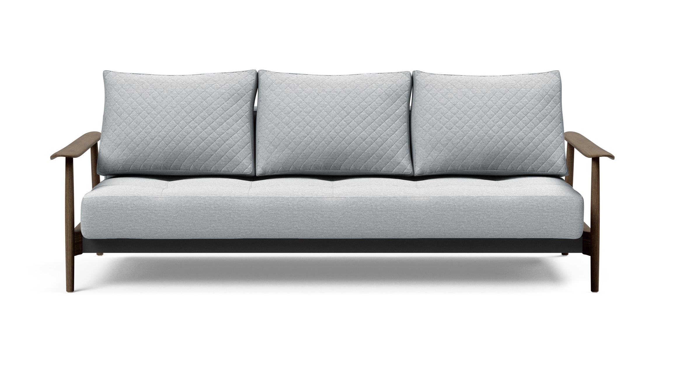 Caluma Quilt Fabric Sofa Bed w/Smoked Oak Arms & Legs