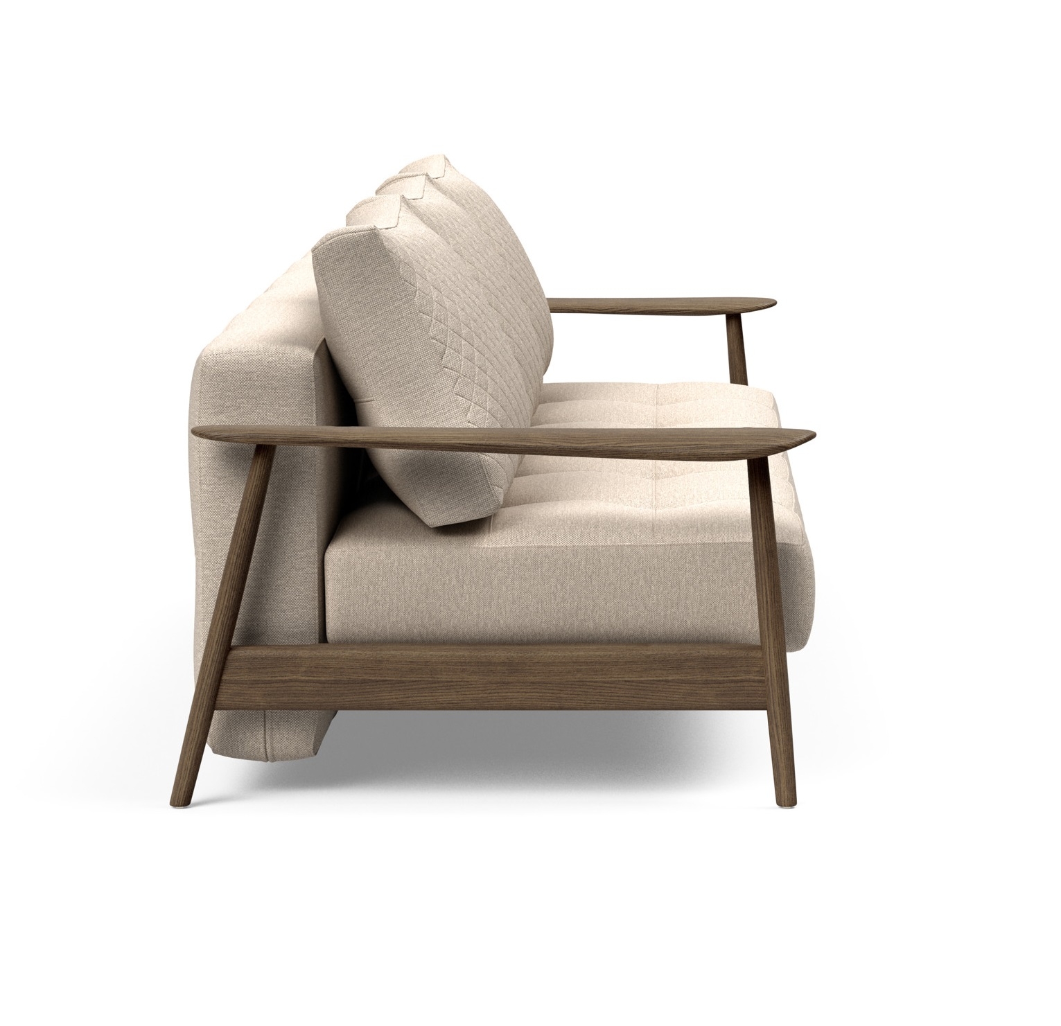 Caluma Quilt Fabric Sofa Bed w/Smoked Oak Arms & Legs
