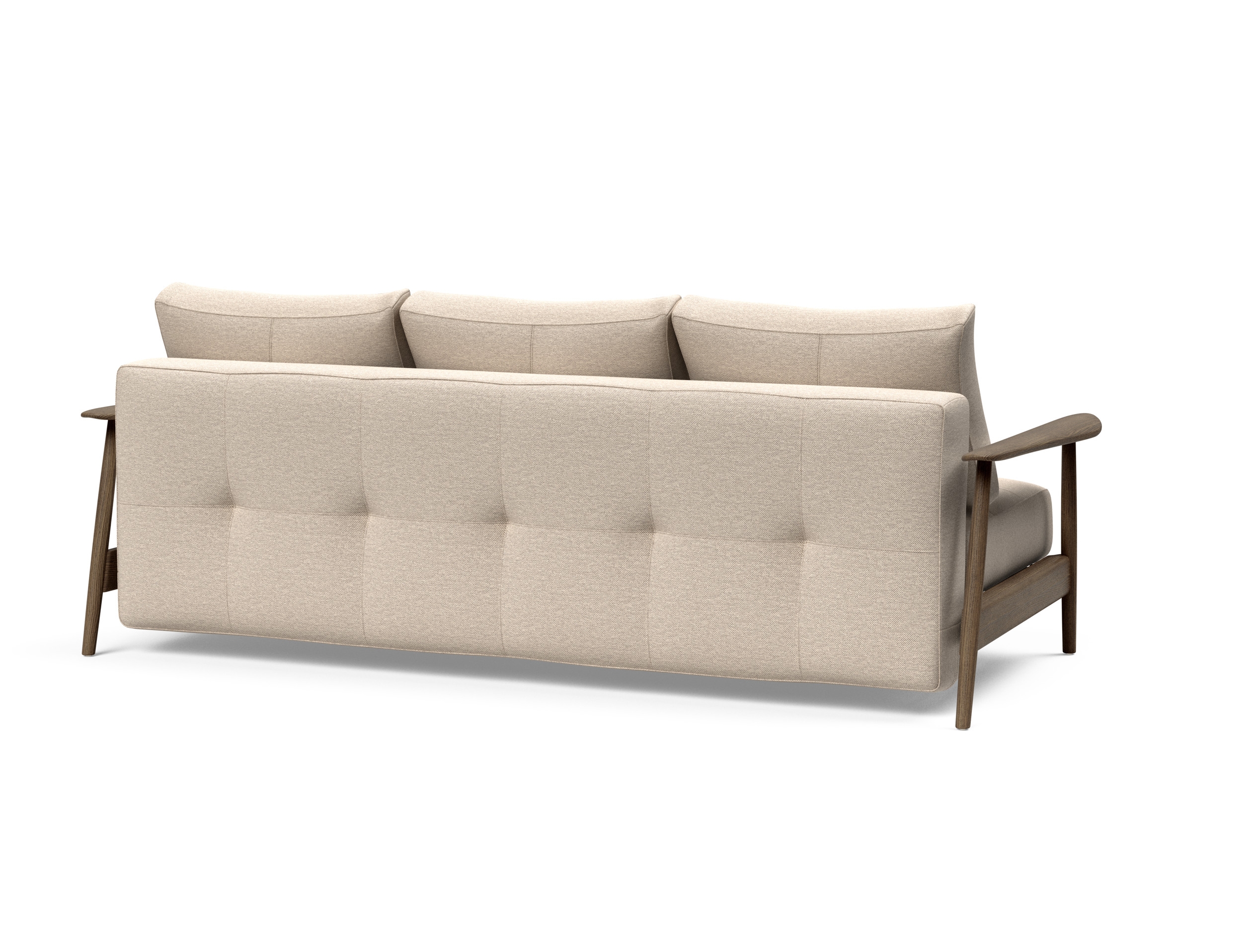 Caluma Quilt Fabric Sofa Bed w/Smoked Oak Arms & Legs