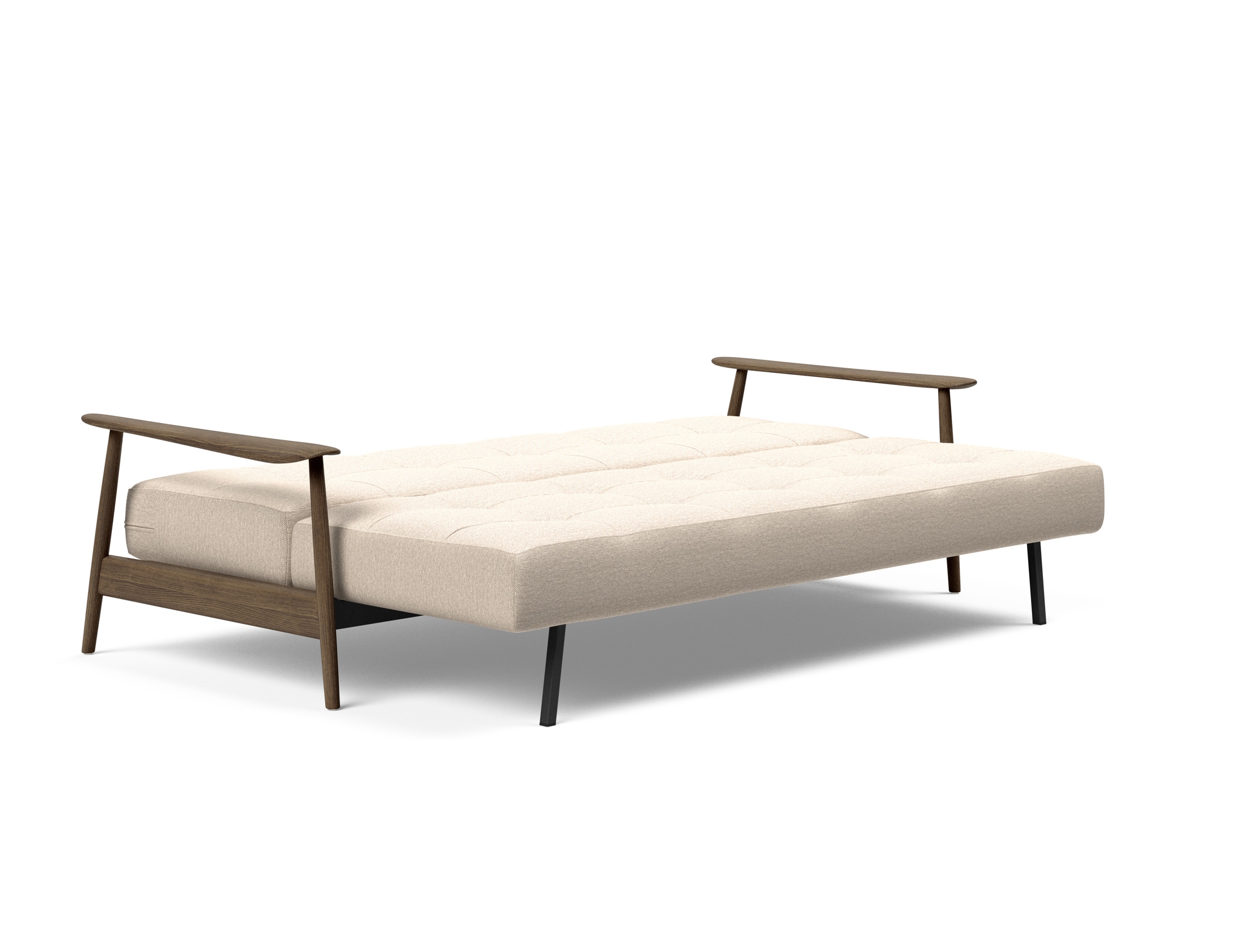 Caluma Quilt Fabric Sofa Bed w/Smoked Oak Arms & Legs