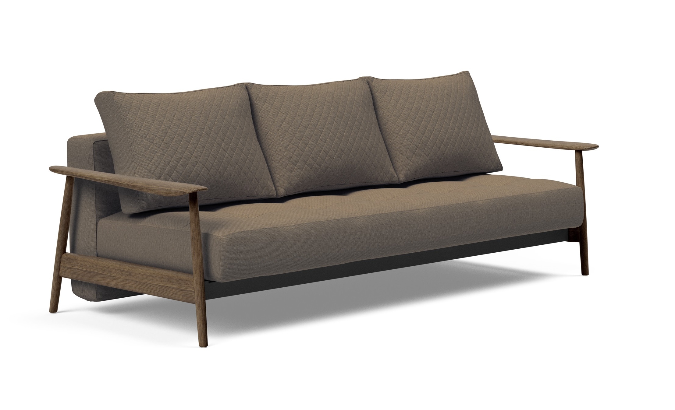 Caluma Quilt Fabric Sofa Bed w/Smoked Oak Arms & Legs