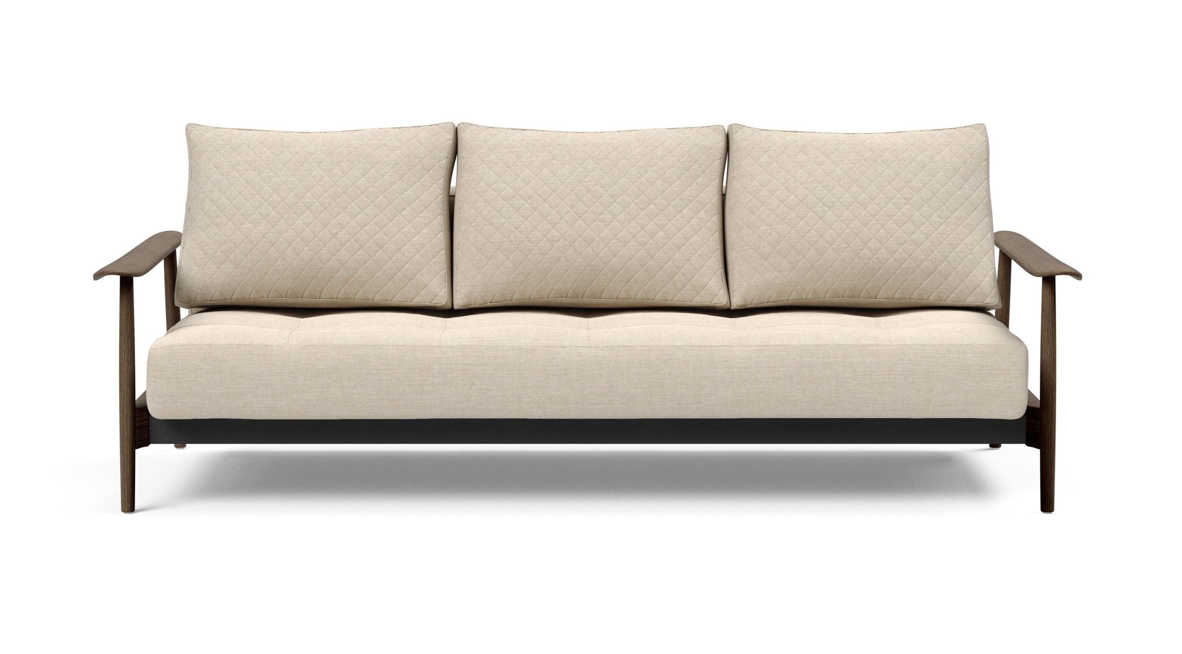 Caluma Quilt Fabric Sofa Bed w/Smoked Oak Arms & Legs