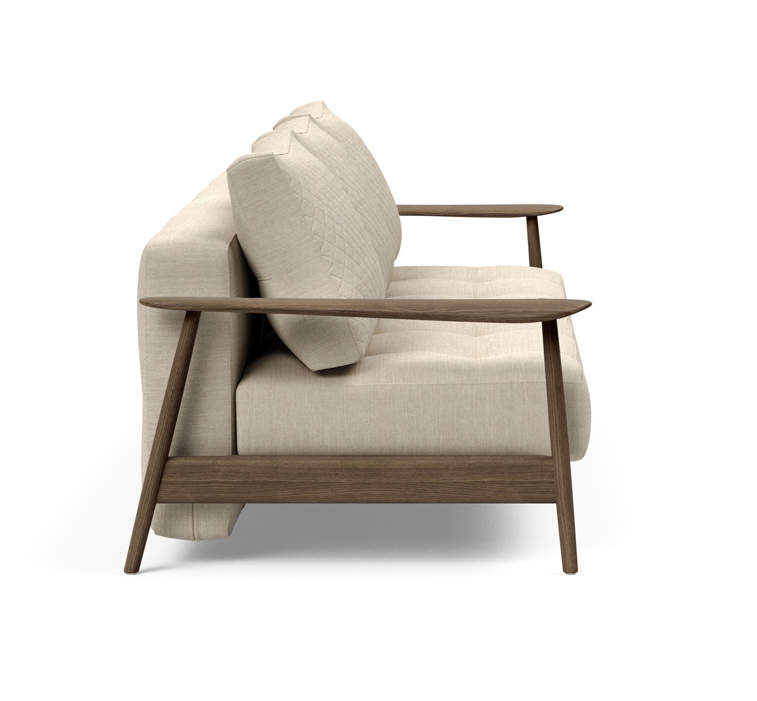 Caluma Quilt Fabric Sofa Bed w/Smoked Oak Arms & Legs