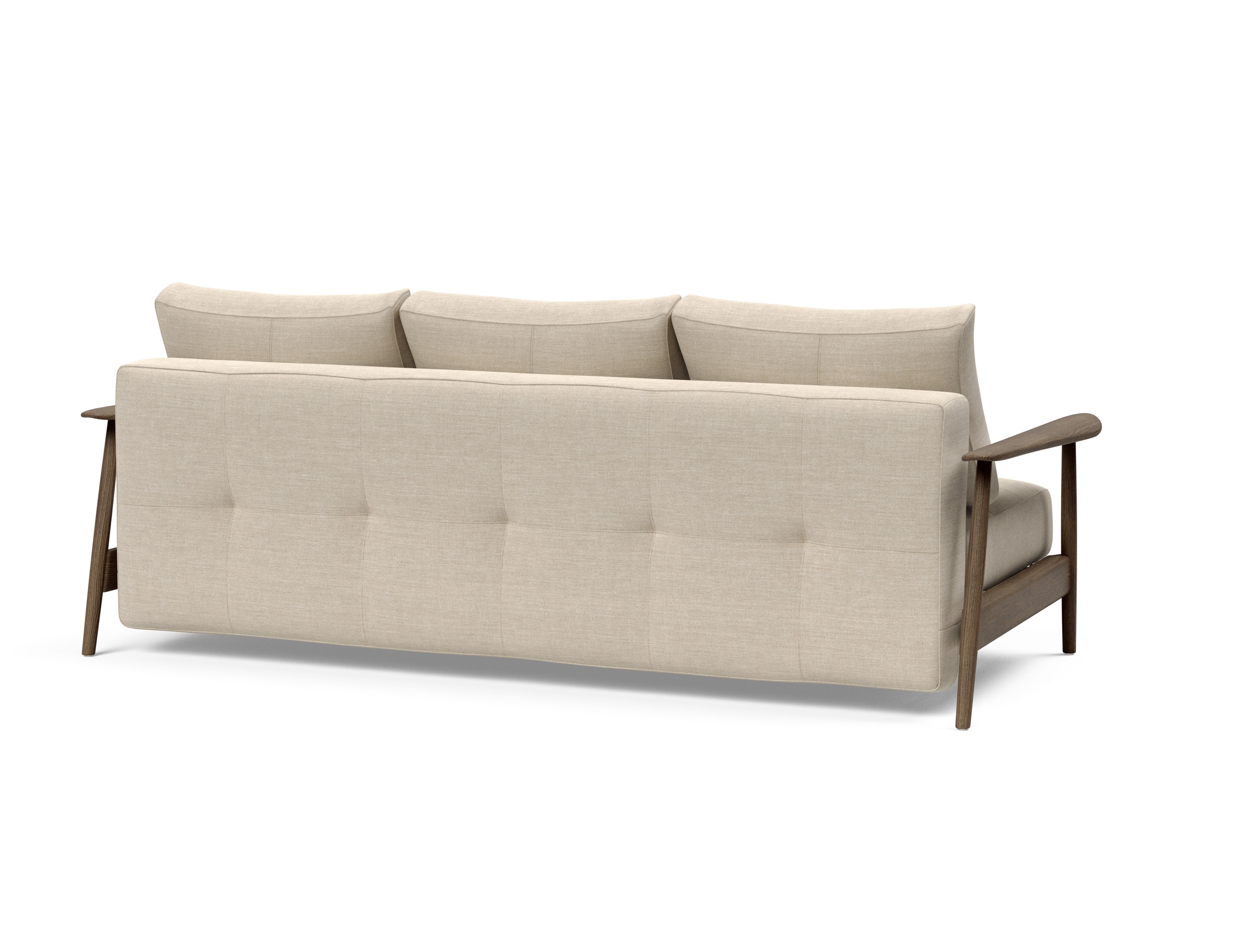 Caluma Quilt Fabric Sofa Bed w/Smoked Oak Arms & Legs